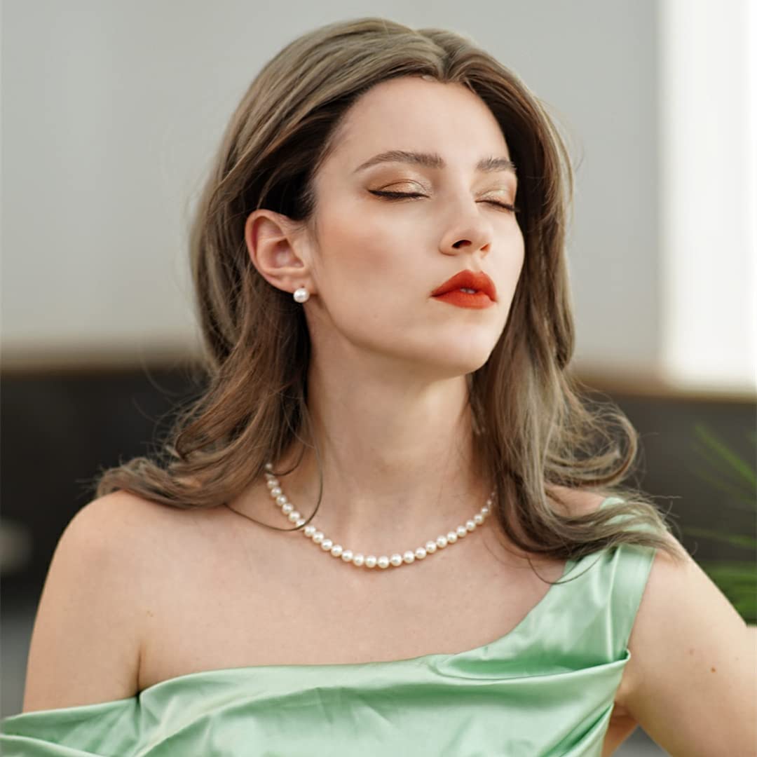 AAAAA Quality Freshwater Cultured Pearl Necklace for Women - Genuine Real Pearl Strand, Elegant Fine Jewelry Gift for Her - Perfect for Weddings, Parties & Special Occasions