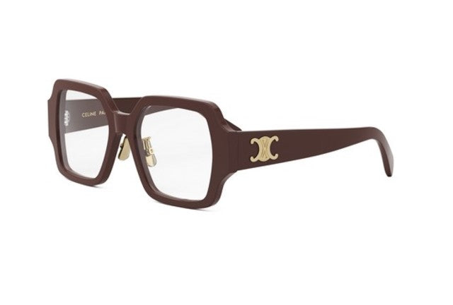 Celine TRIOMPHE CL50131F 048 Shiny Brown Square Women's Eyeglasses - Fashionable Designer Glasses for Women, UV Protection, Lightweight Frame - Perfect for Office, Reading & Everyday Wear