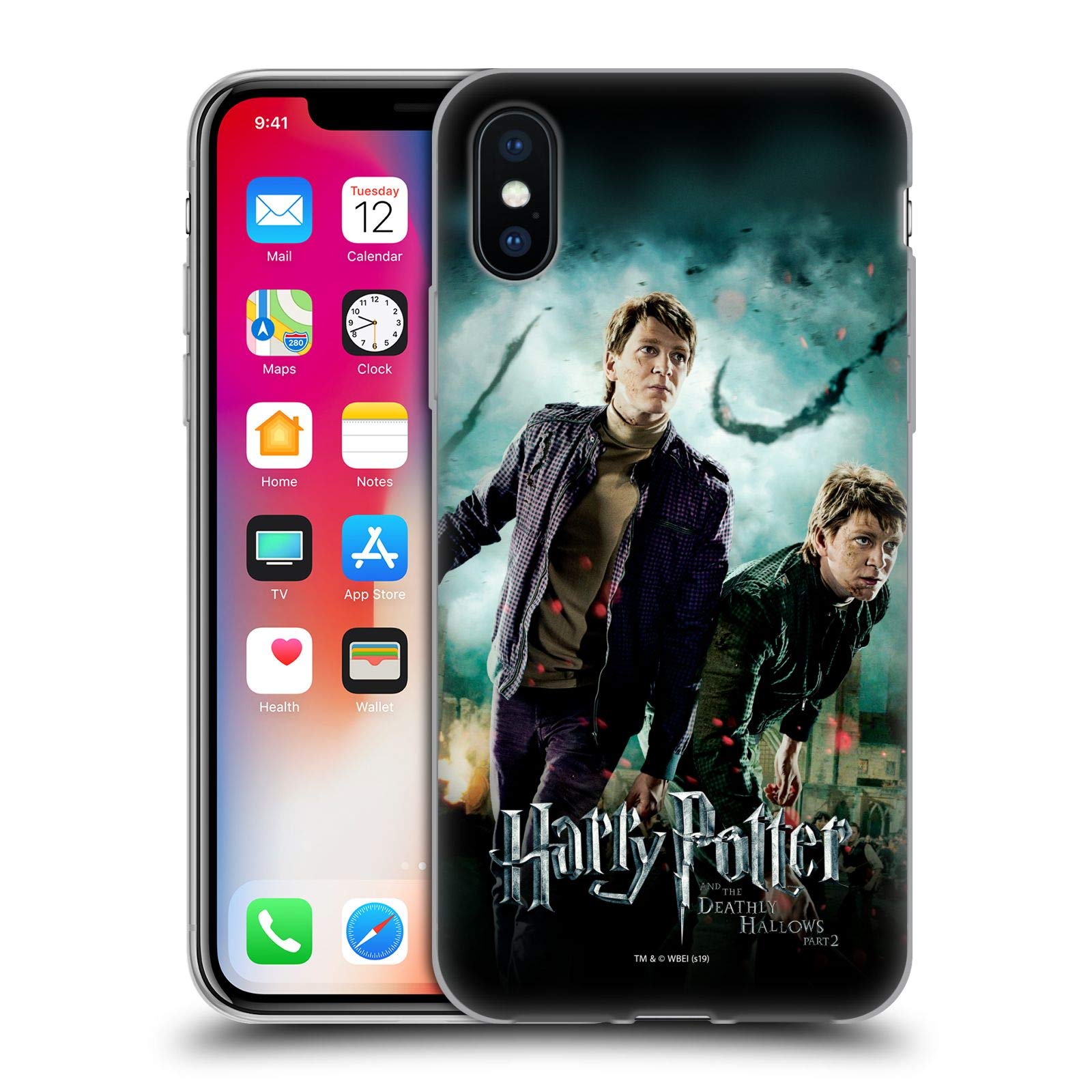 Official Harry Potter Fred & George Weasley Deathly Hallows iPhone X/Xs Soft Gel Case - Compatible with Apple iPhone X & Xs - Perfect for Fans, Cosplay & Collectors