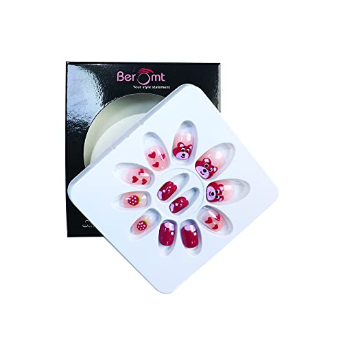 Beromt Kids False Nails - Colorful Printed Press On Nails for Girls, Salon Quality Artificial Nails for Parties, Halloween, Play Dress Up & Special Occasions (Style BFN38KN)
