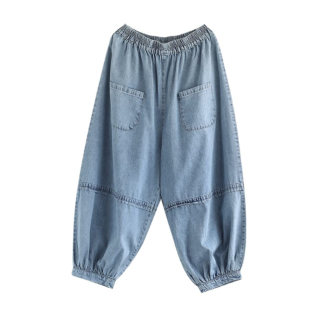 Vintage High Waist Women's Jeans - Retro Loose Fit Streetwear Nine-Point Pants with Pockets | Spring Summer Casual Fashion | Perfect for Daily Wear, Weekend Outings & Urban Street Style (Color: A, Size: One Size)