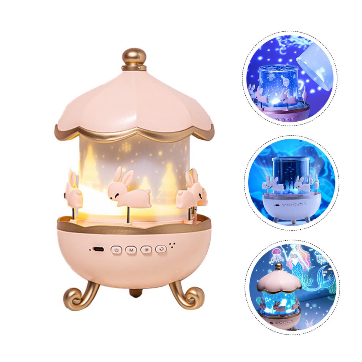 Rotating LED Star Projector Night Light - Rabbit Decor for Bedroom, Kids Room & Easter Party | USB-Powered Desk Lamp for Relaxation & Sleep Aid