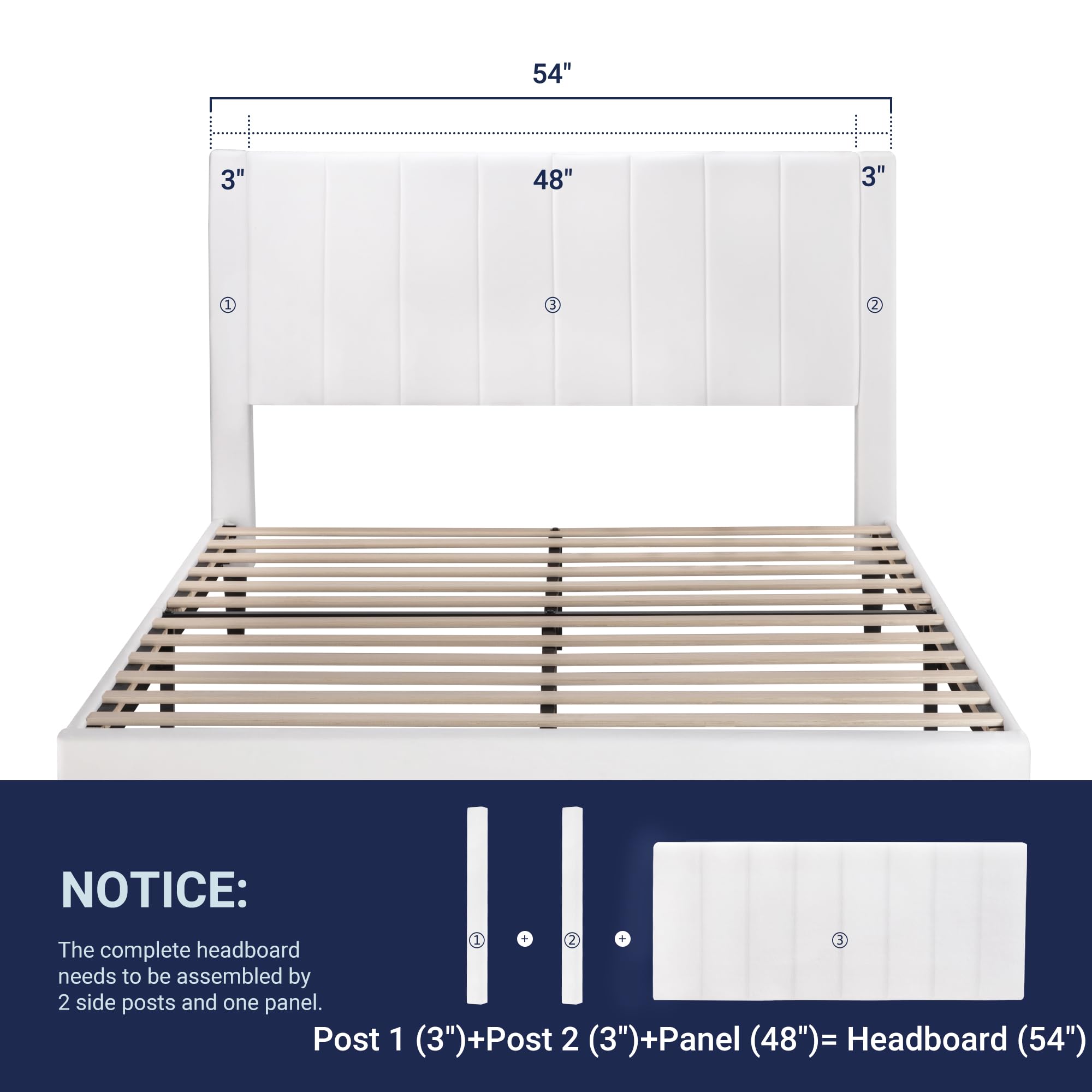 Allewie Full Size Platform Bed Frame - Velvet Upholstered with Vertical Channel Tufted Headboard, Sturdy Wooden Slats Support for Mattress Foundation (Box Spring Optional), Easy Assembly in White | Modern Bedroom Furniture for Master & Guest Rooms
