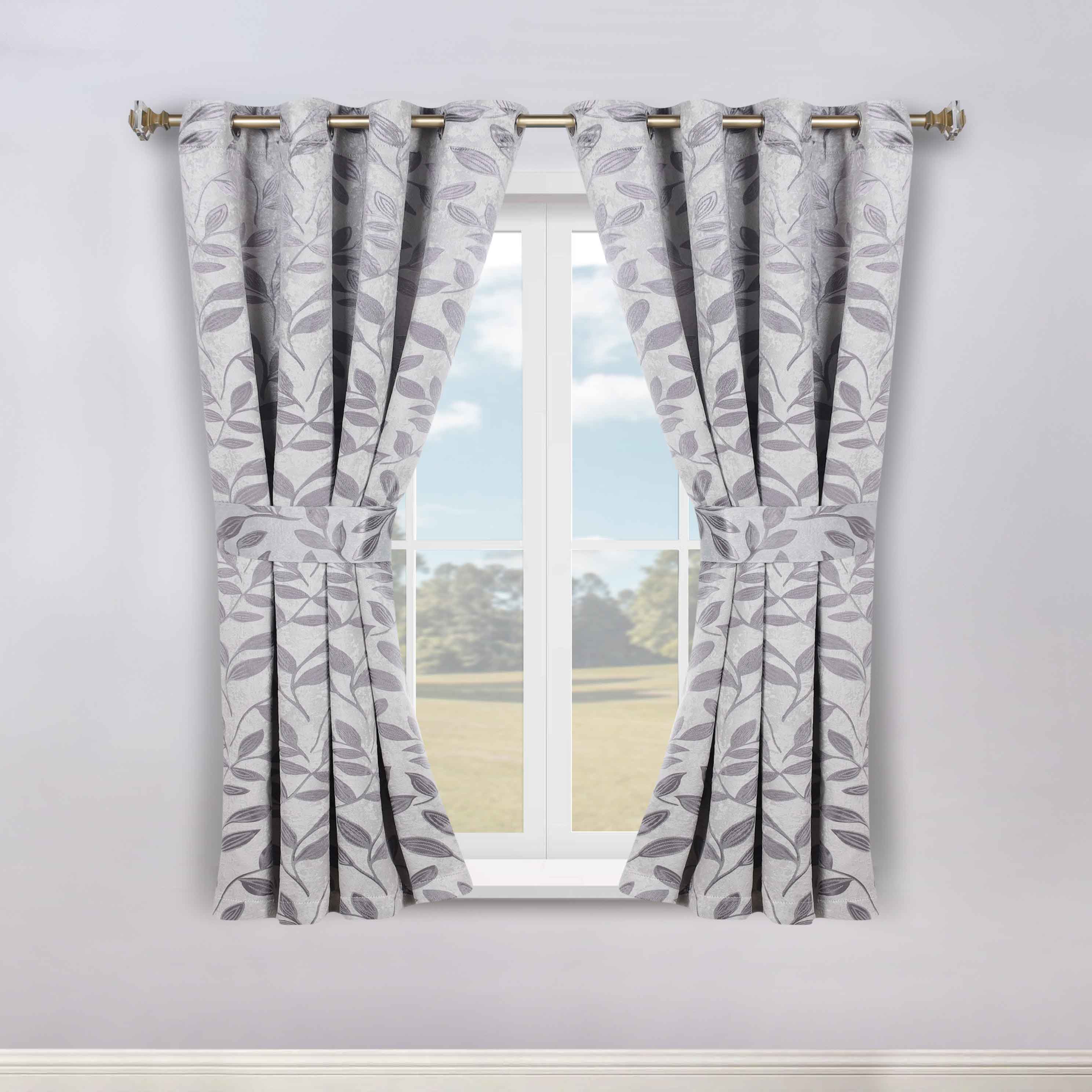 Blackout Curtains for Bedroom - Set of 2 Panels, 100% Room Darkening Thermal Insulated Drapes with Leaves Pattern - Perfect for Nursery, Home Theater & Light Sleepers