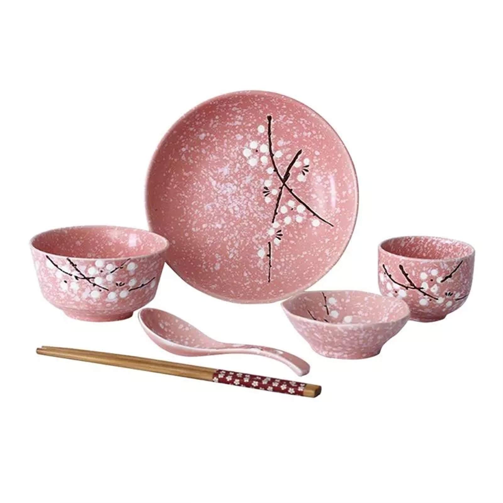 Premium 6-Piece Japanese Style Ceramic Dinnerware Set - Modern Plates, Bowls & Dishes for Home Dining, Restaurant & Gift Use