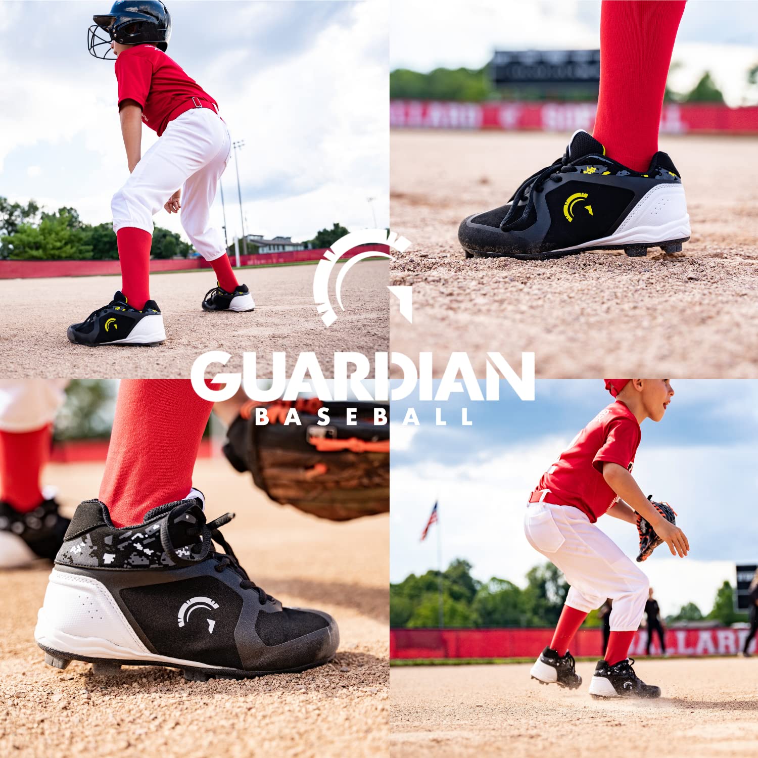 Guardian High Top Baseball Cleats for Youth Boys & Girls - Lightweight Non-Slip Softball & Baseball Shoes for Kids - Perfect for Little League Games, Practice & Field Training