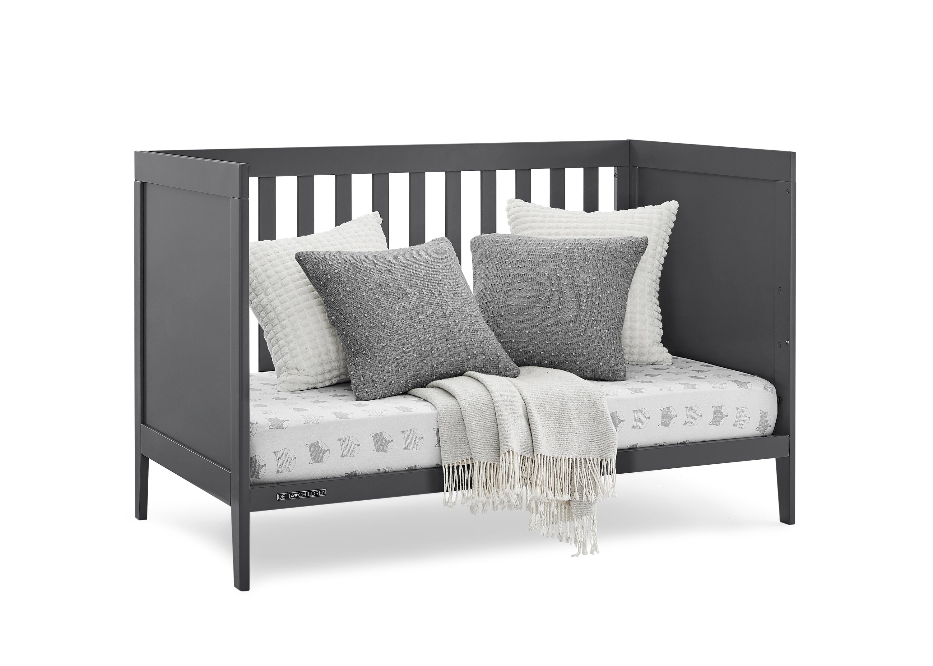 Hayes 4-in-1 Convertible Baby Crib - White Nursery Furniture for Newborn to Toddler Bed | Perfect for Modern Nursery, Bedroom & Daycare Centers