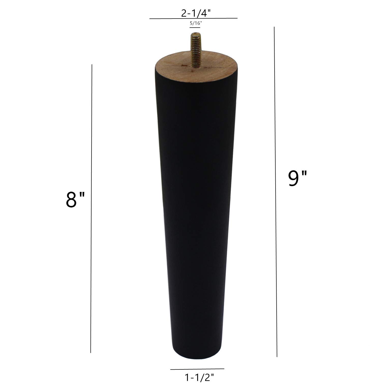 WEICHUAN 8 Inch Solid Wood Furniture Legs - Set of 4, Black Round Replacement Legs for Sofa, Couch, Ottoman, Coffee Table & Cabinet - Durable Wooden Legs for Home Furniture Upgrade & DIY Projects - Perfect for Living Room, Bedroom & Office Decor