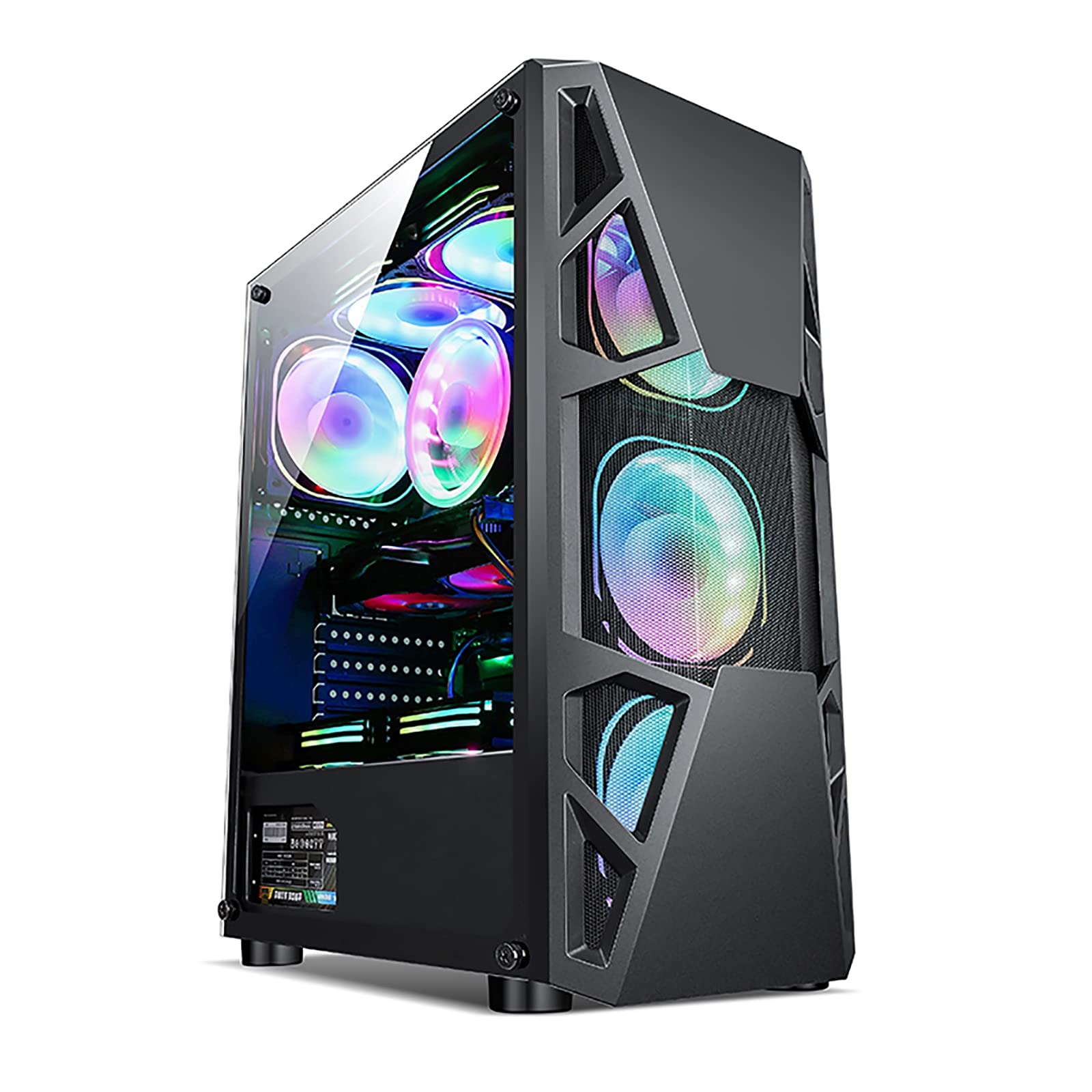 ATX Gaming Case - Micro ATX PC Case/ATX Computer Case - Mid Tower with Acrylic Glass Panel - Supports Fan & Water Cooling (Black) - Perfect for Gaming Rigs, Workstations & Custom PC Builds