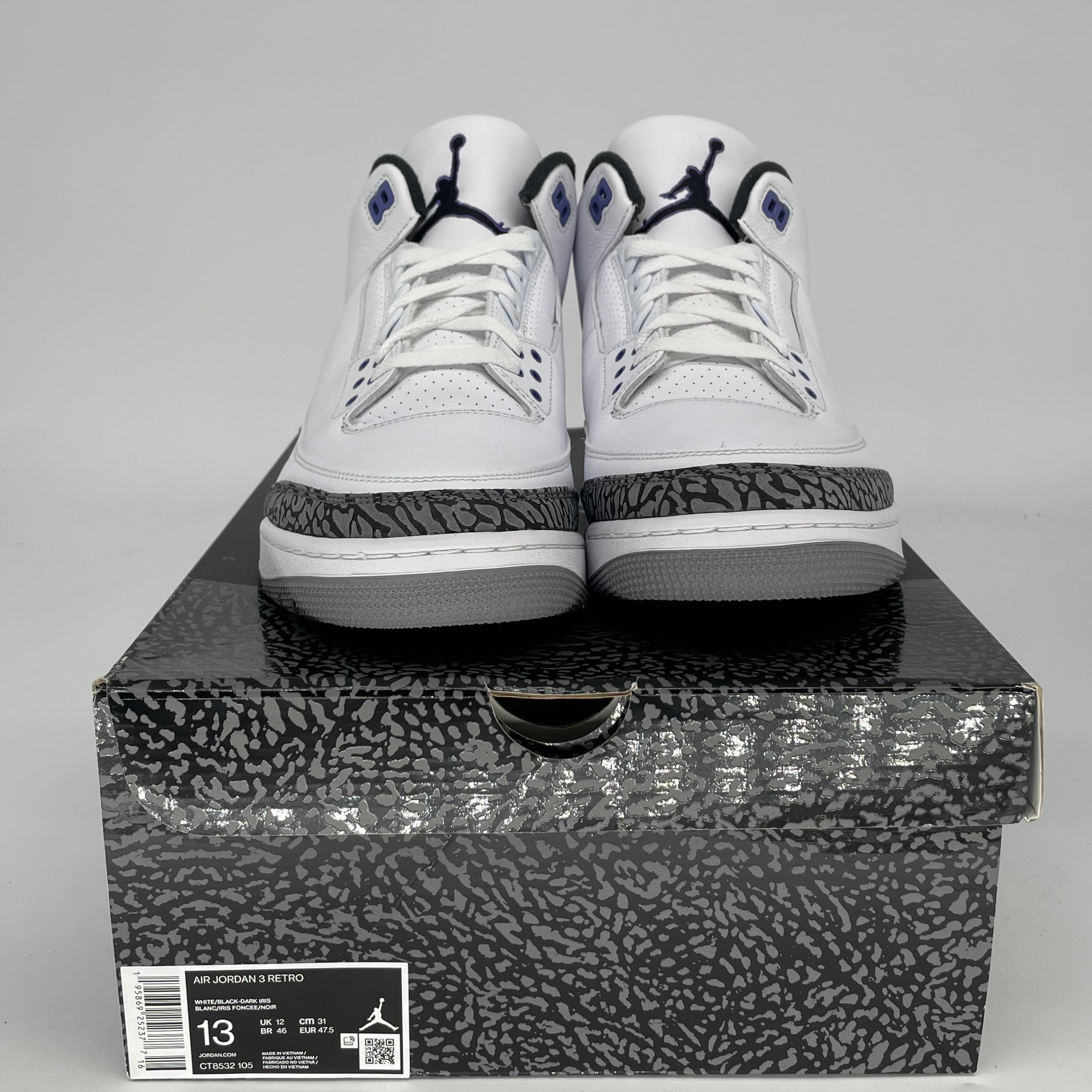 AIR JORDAN 3 DARK IRIS Men's Basketball Shoes Size 13 - CT8532 105 | Retro Sneakers for Casual Wear & Street Style