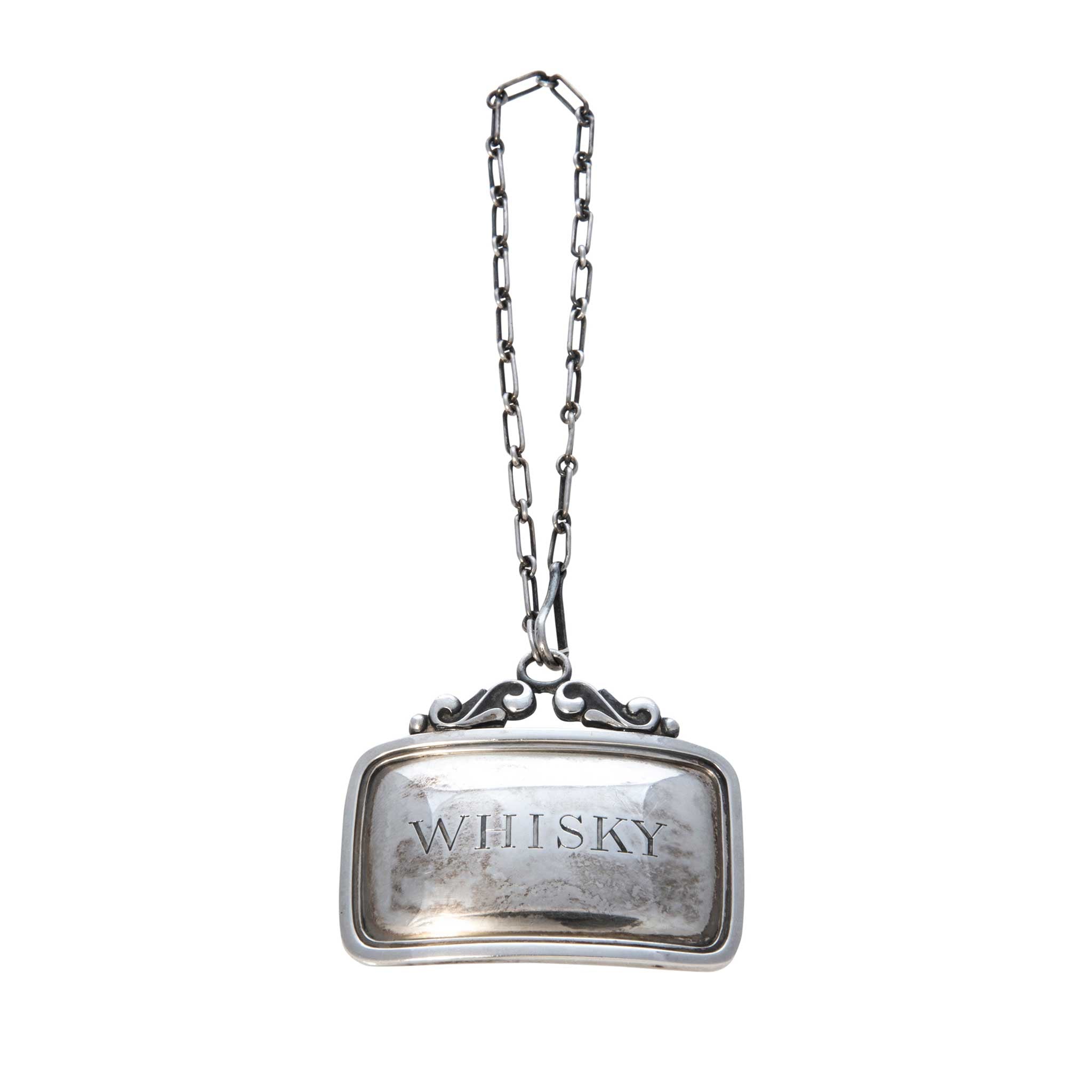 Vintage Georg Jensen Sterling Silver Whisky Decanter Label - Elegant Barware for Whiskey Lovers, Perfect for Home Bars, Gifts & Special Occasions