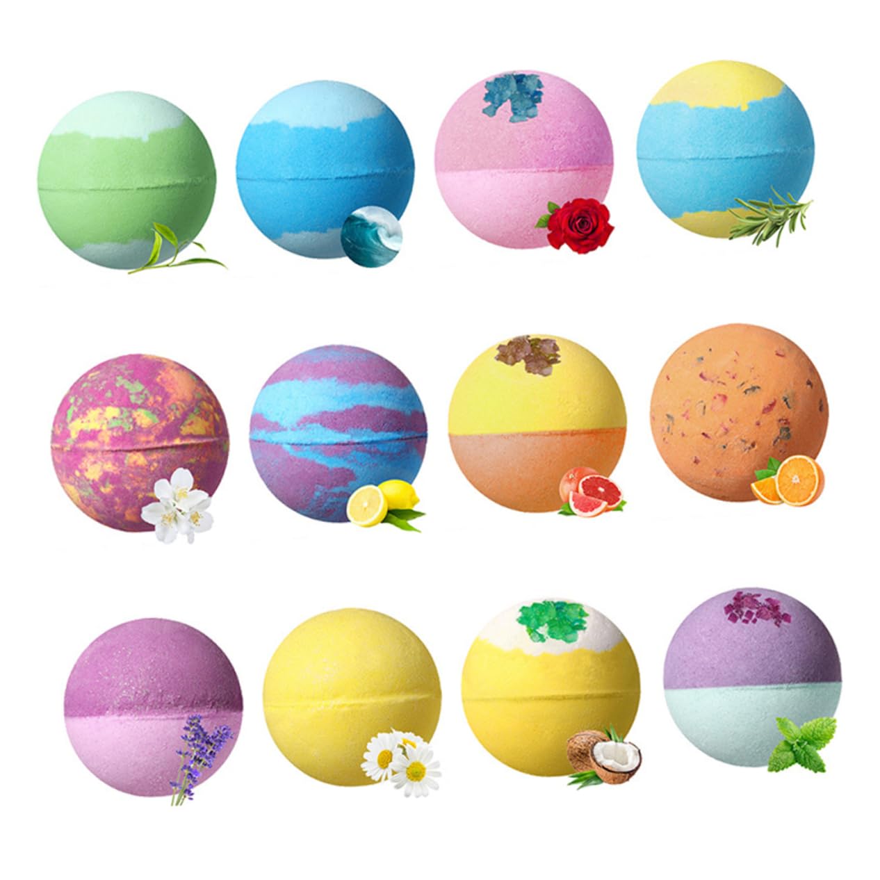 Balacoo 12-Piece Colorful Spa Bath Balls Set (64g) | Rejuvenating Bath Bubbles for Smooth, Glowing Skin | Fresh Scent | Perfect Gift for Relaxation & Self-Care