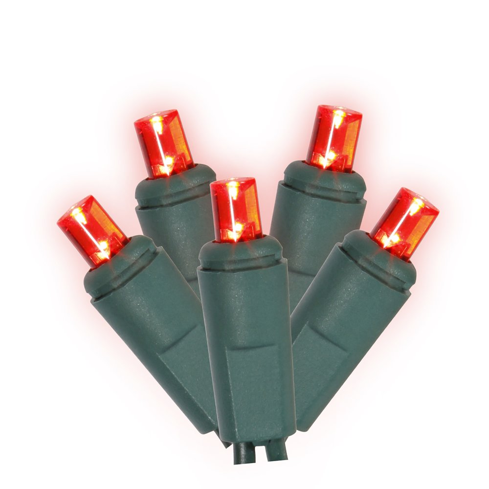 Vickerman 50-Light Wide Angle Red Twinkle LED Christmas Lights on Green Wire - Perfect for Indoor/Outdoor Holiday Decorations, Tree Trimming, and Party Lighting