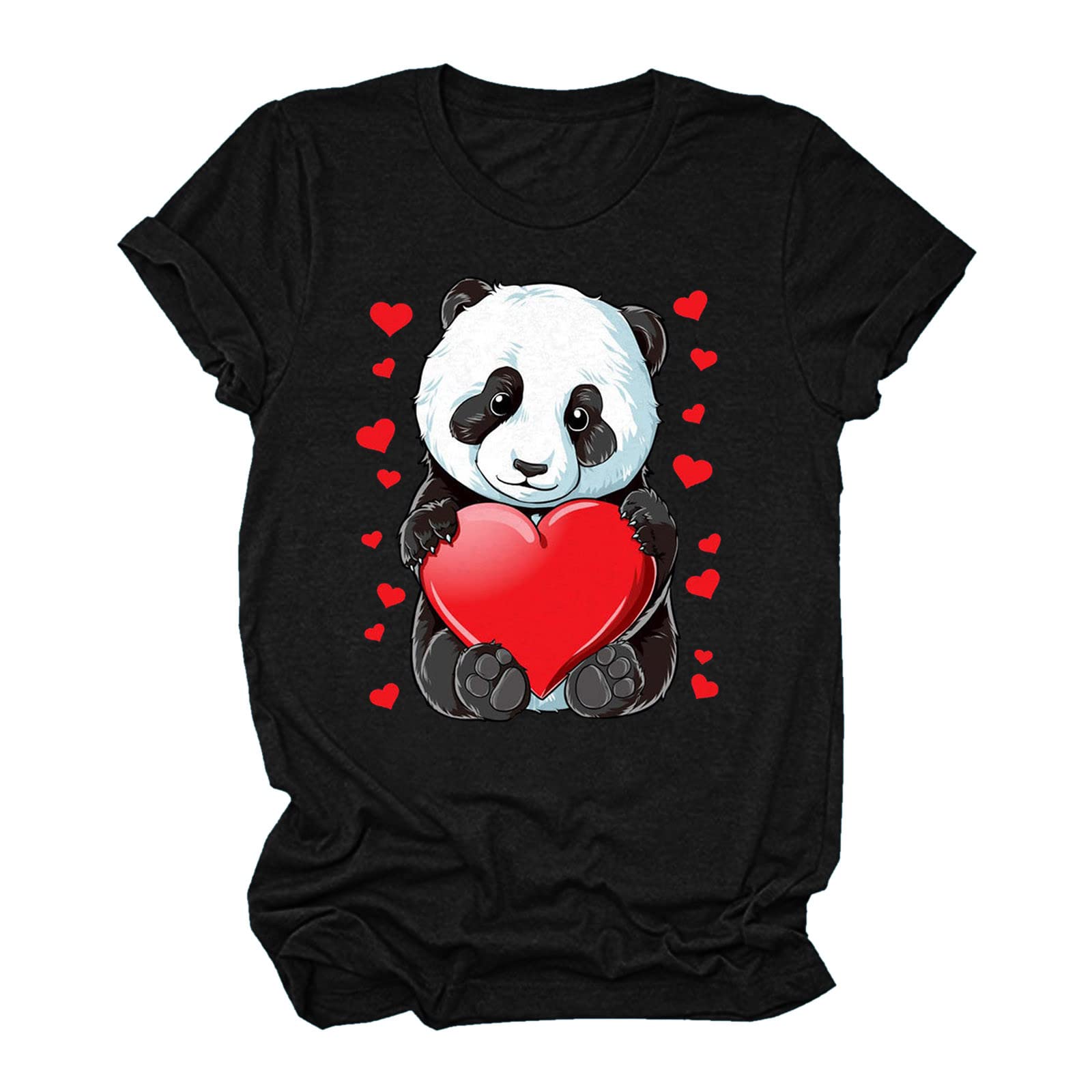 Stylish Panda Print Women's Short Sleeve T-Shirt - Soft Cotton Round Neck Casual Summer Top | Cute Graphic Tee for Streetwear, Beach, Daily Outfits, Weekend Brunch, Travel & Social Events | Perfect for Coffee Dates, Shopping, Vacation Photos & Summer Fashion Trends