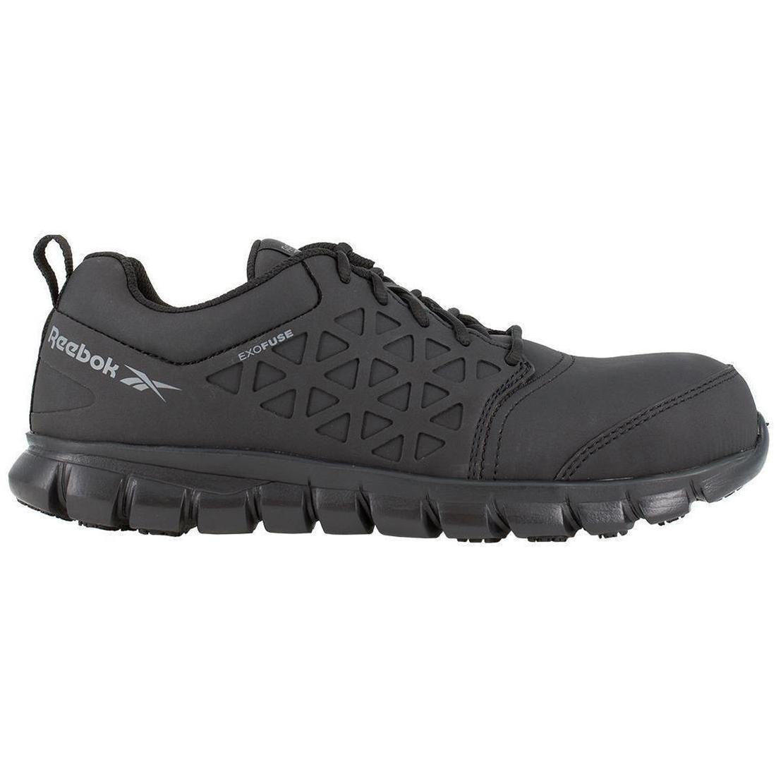 Sublite Cushion Composite Toe Athletic Work Shoes for Men - Black Exofuse Technology - Lightweight Safety Shoes for Construction, Warehouse & Industrial Work