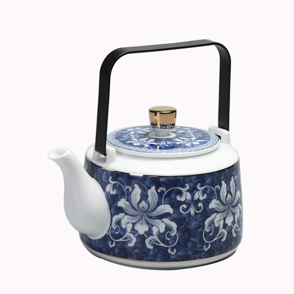 Blue Porcelain Electric Kettle 750ml with Fine Mesh Infuser & Stainless Steel Lid - Premium Loose Leaf Tea Maker for Home, Office & Gift Giving - Fast Boiling & Temperature Control for Perfect Tea Brewing