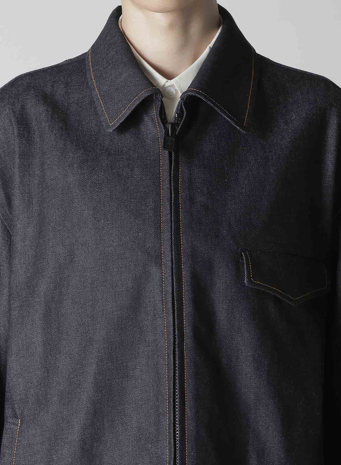 13oz Uneven Yarn Denim Blouson with Collar Combi - Stylish Casual Jacket for Men & Women - Perfect for Everyday Wear, Street Fashion & Layering