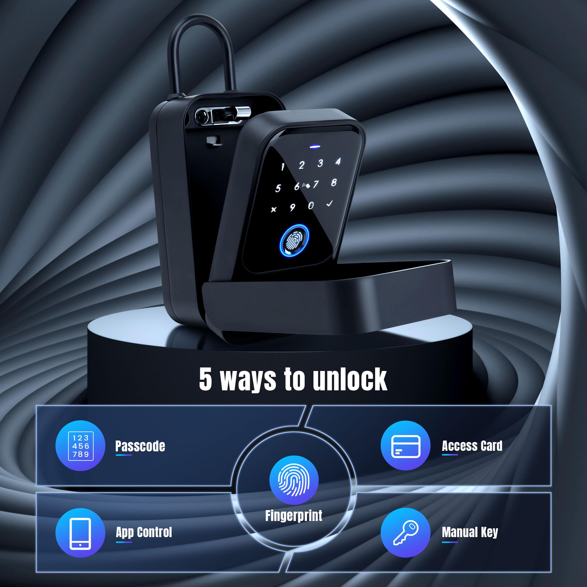 Smart Key Lock Box with Bluetooth & Fingerprint - APP Controlled Secure Key Storage for Homeowners, Realtors & Airbnb Hosts | Weatherproof Outdoor Key Safe with Multiple Access Codes (Ideal for Vacation Rentals, Property Management & Key Exchange)