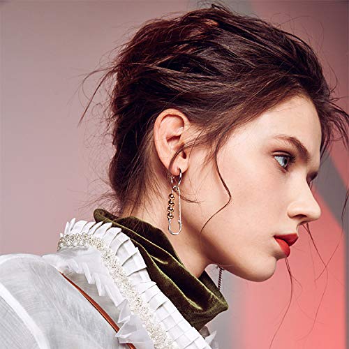 Stylish Long Tassel Asymmetric Safety Pin Chain Drop Earrings for Women & Men - Punk Gothic Jewelry for Concerts, Parties & Fashion Statements