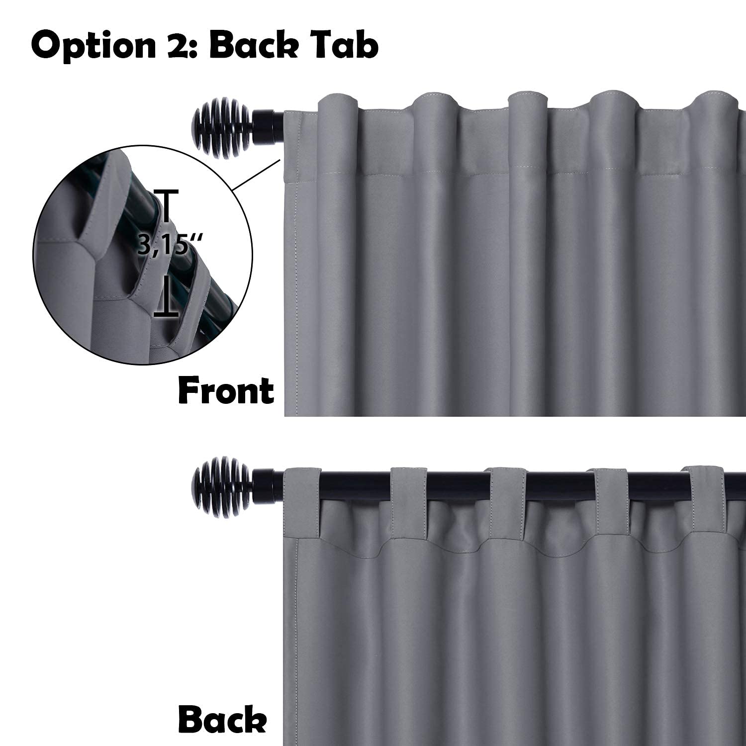 DWCN Blackout Grey Curtains Set - Rod Pocket Design for Patio Sliding Doors - 1 Panel 38x45 Inches & 1 Panel 100x96 Inches - Light Blocking, Privacy & Thermal Insulation - Perfect for Living Room, Bedroom or Home Office