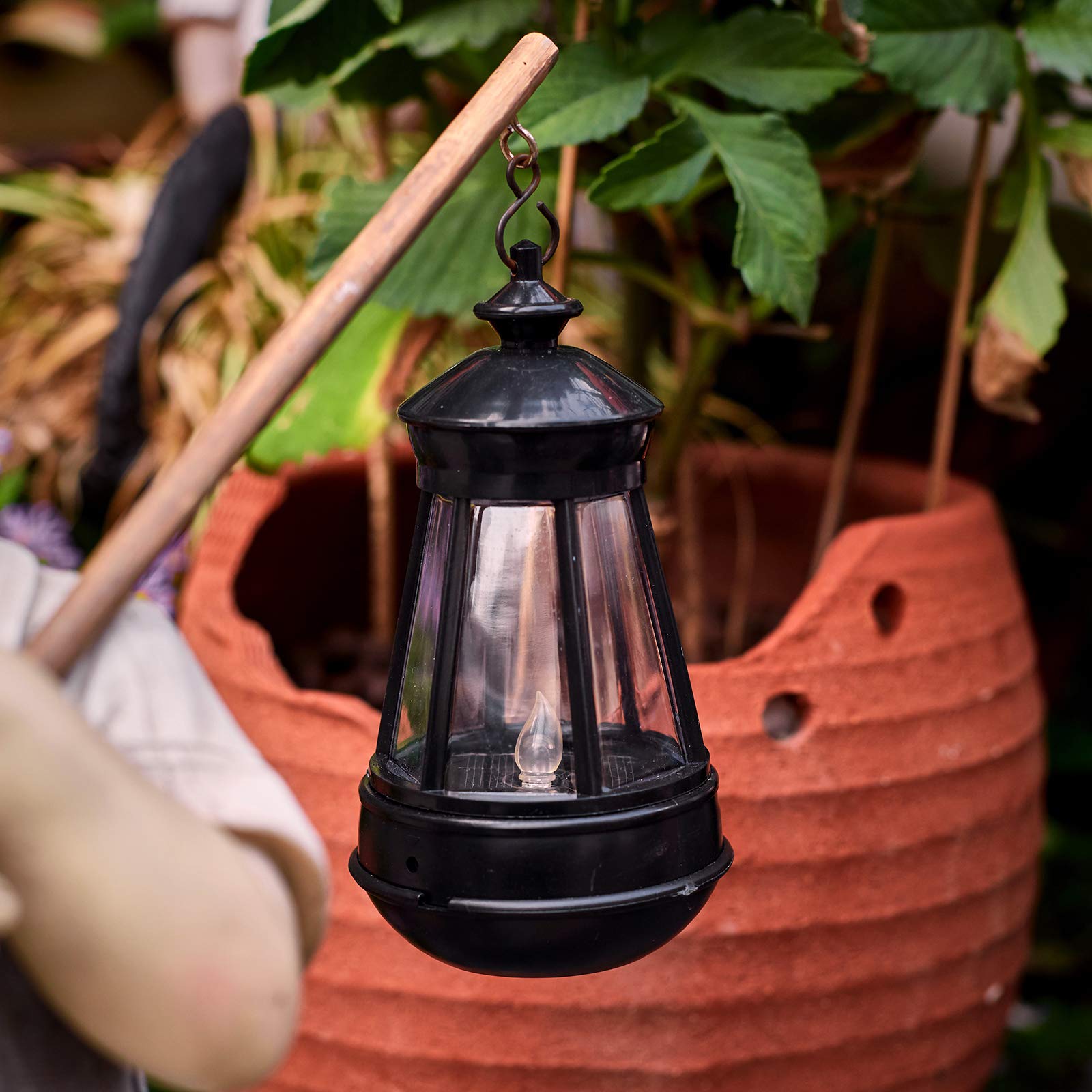 Solar Powered Boy Garden Statue with LED Lantern - 17.5