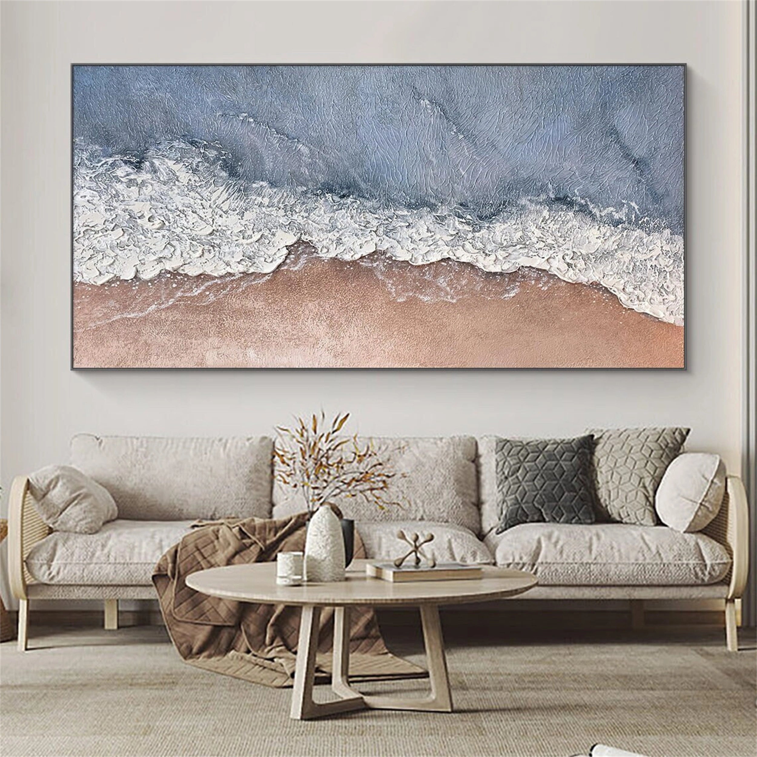Ocean And Sky Painting #OS 103 - Handmade Canvas Wall Art for Home & Office Decor - Perfect for Living Room, Bedroom, or Office Wall Decor