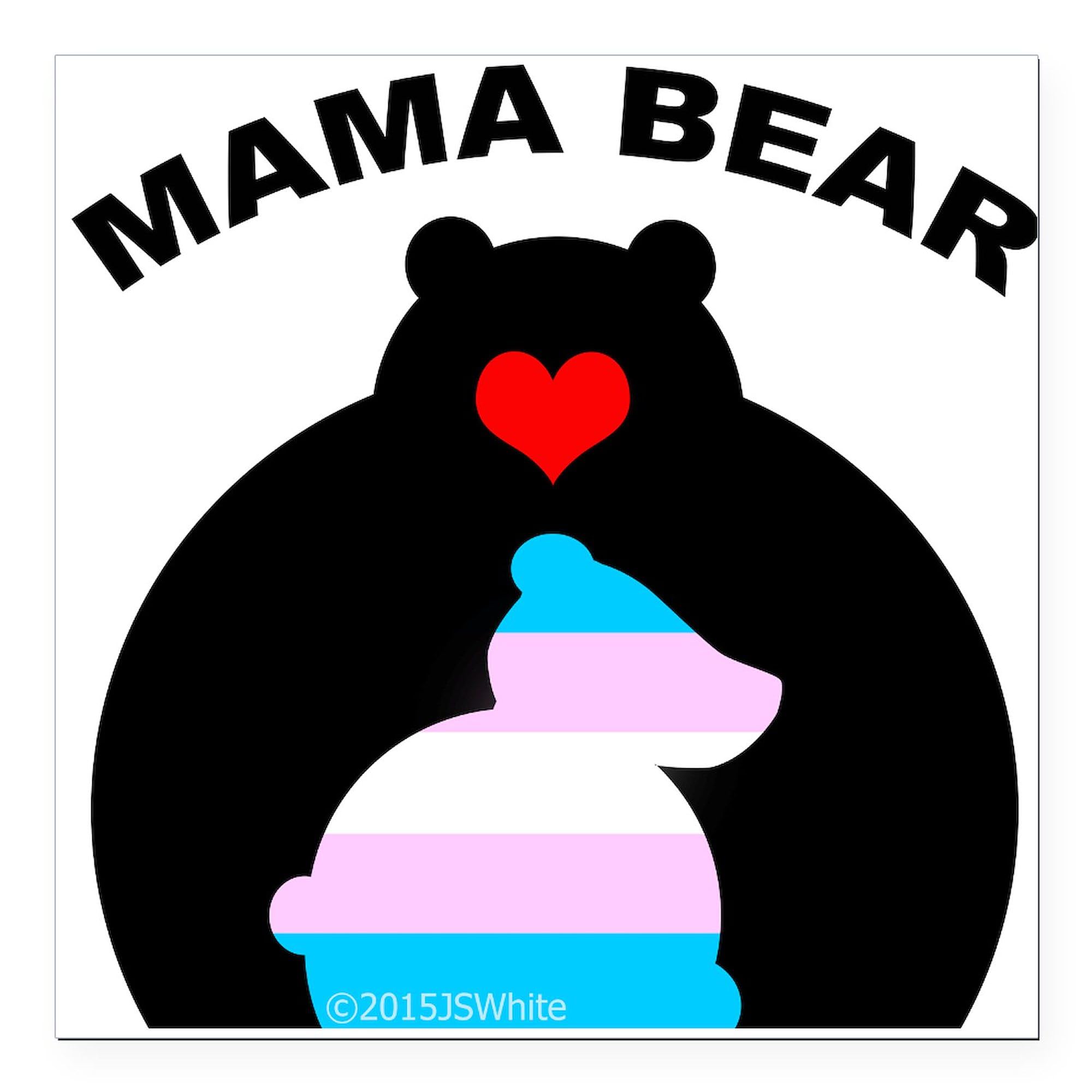 Mama Bear Trans Square Car Magnet 3x3 Inch - Strong Magnetic Bumper Sticker for Cars - Perfect for LGBTQ+ Pride, Family Support & Personal Expression