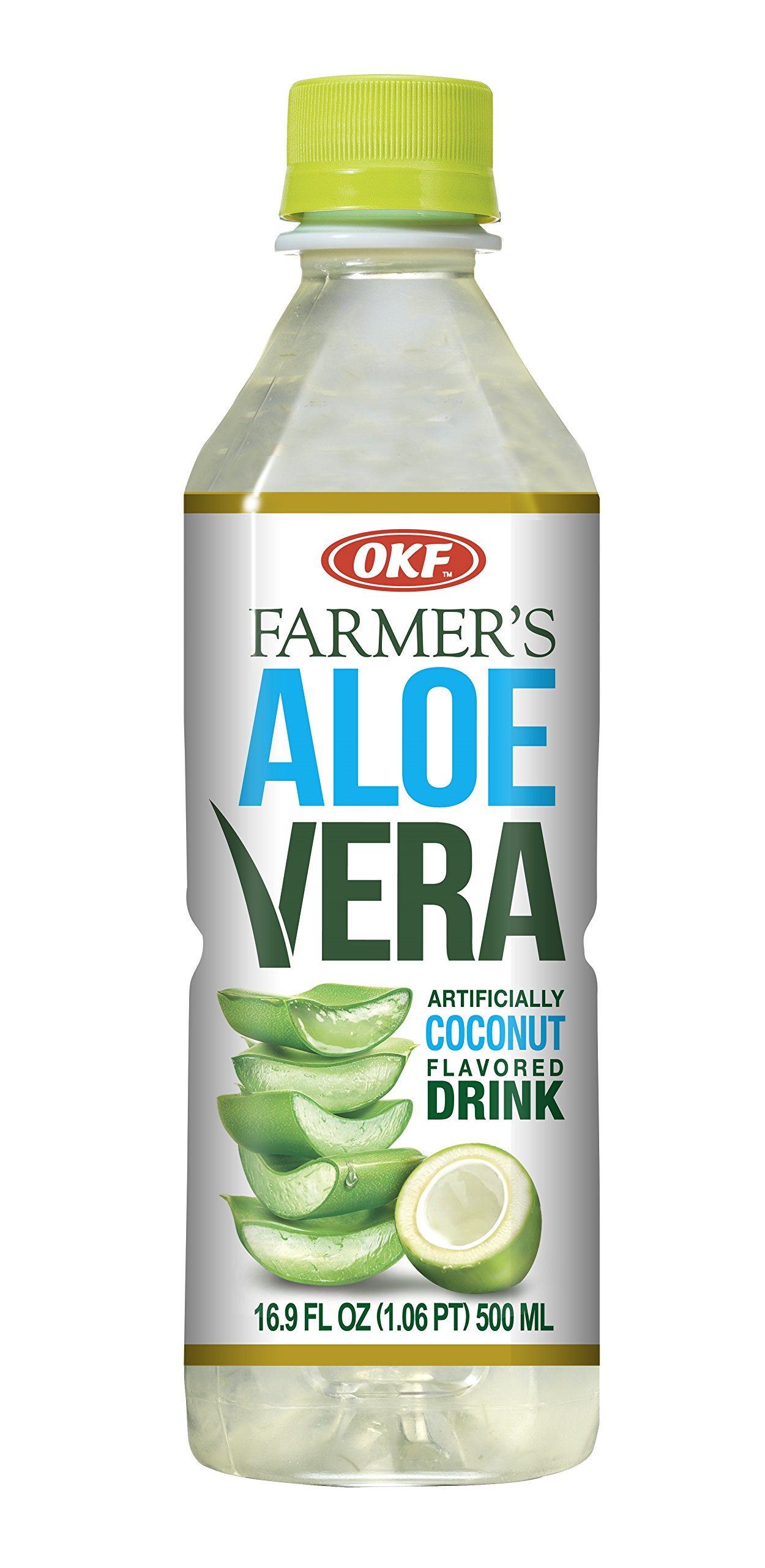 OKF Farmer's Aloe Vera Drink with Coconut, 16.9 Fl Oz (Pack of 20) - Refreshing Hydration for Summer, Workouts & Healthy Lifestyle