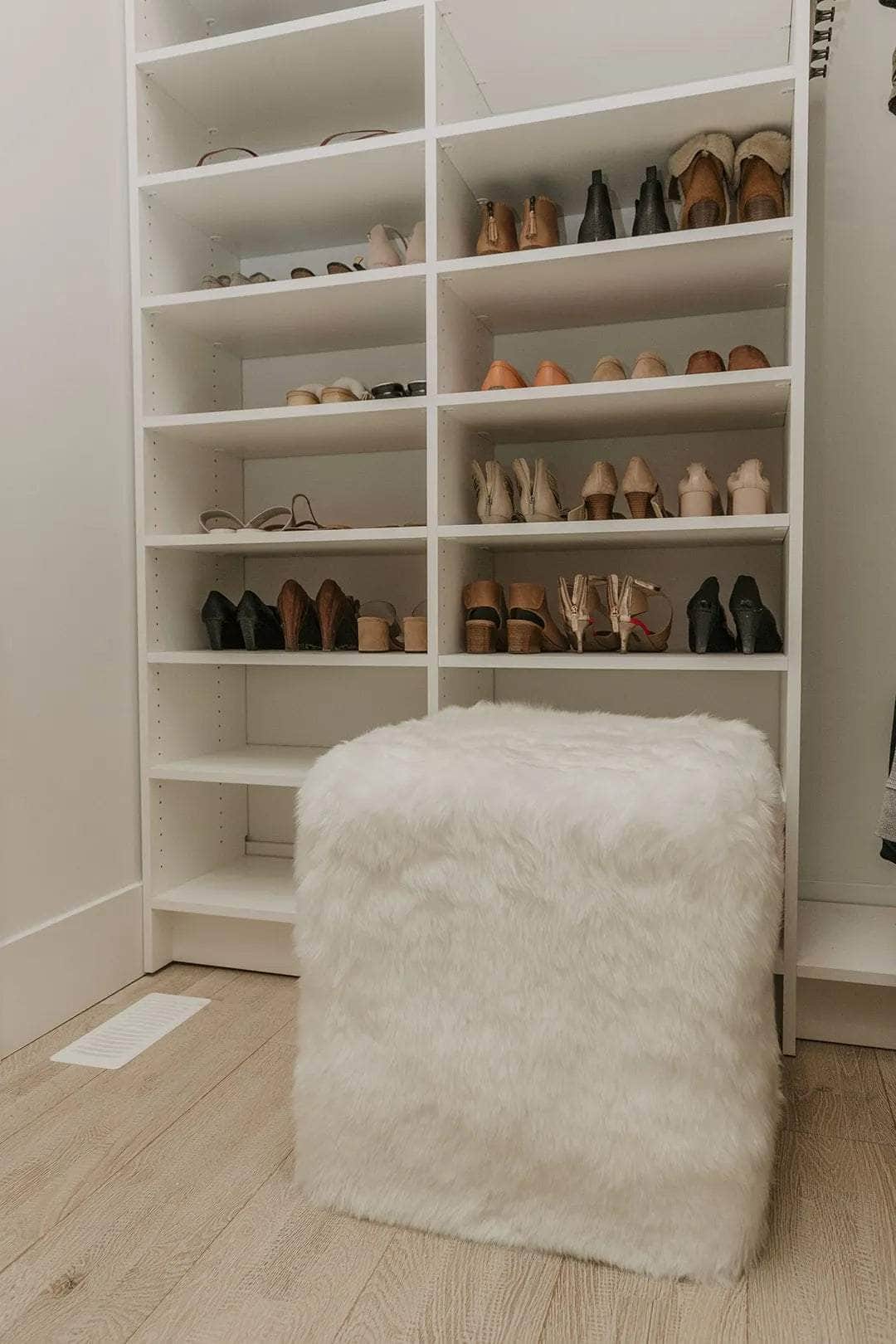 Ivory Cube Sheepskin Pouf Ottoman - Soft & Stylish Footrest for Living Room, Bedroom, or Nursery Decor