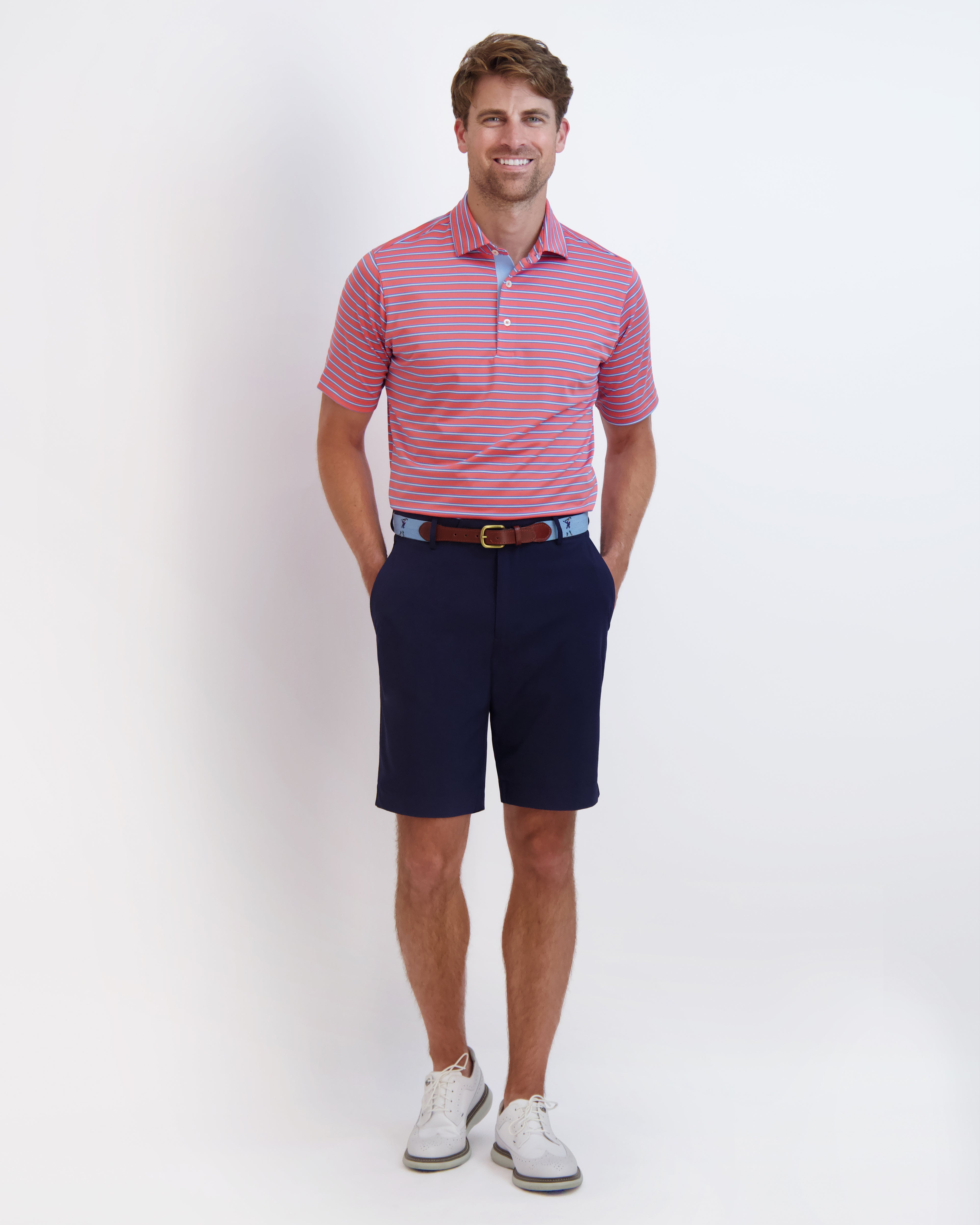 Harbour Stripe Nautical Themed T-Shirt - Classic Blue & White Striped Cotton Tee for Men & Women | Perfect for Beach Vacations, Sailing Trips & Casual Summer Outfits