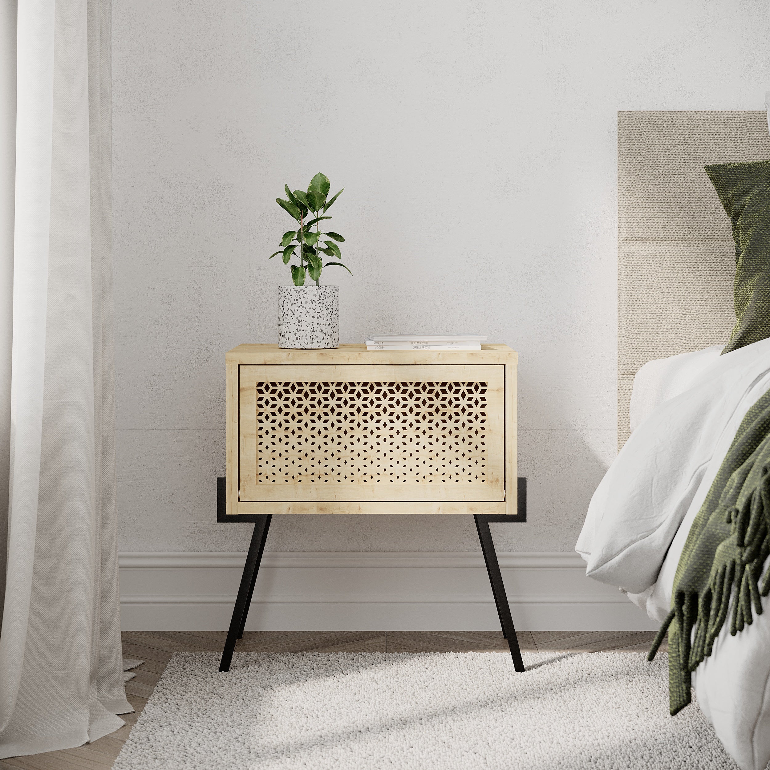 Albion Nightstand - Modern Bedside Table with Drawer for Bedroom, Living Room & Office - Stylish Storage Solution for Home Decor