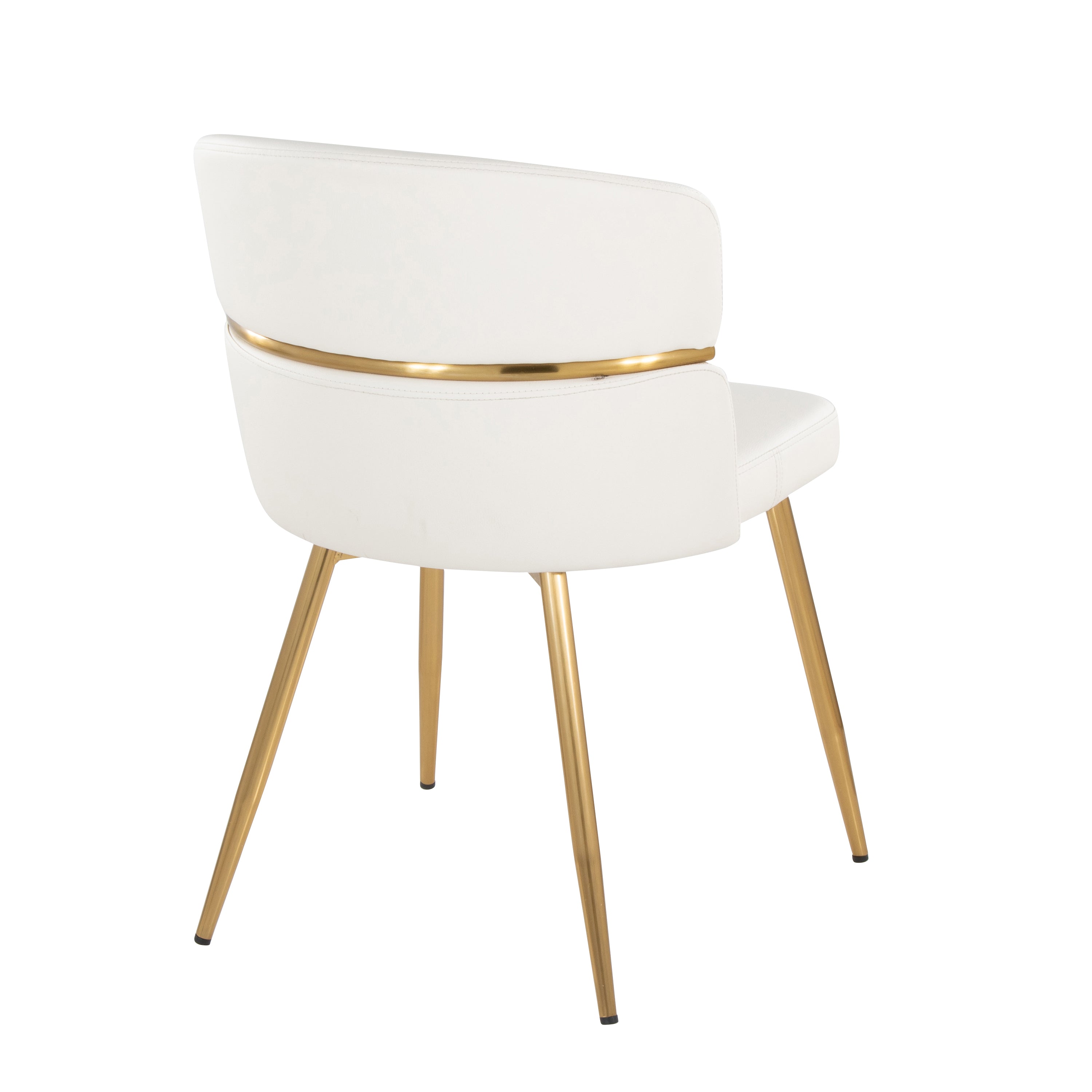 LumiSource Cinch Glam Art Deco Dining Chairs - Set of 2 Gold Metal & White Faux Leather Seats for Modern Dining Room & Kitchen Decor