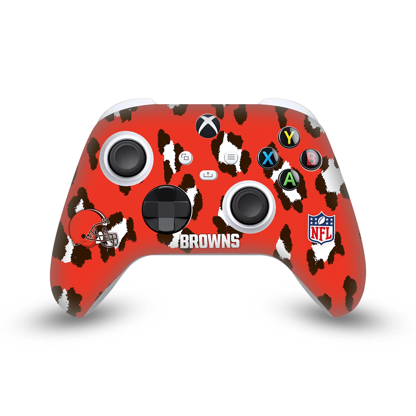 Official NFL Cleveland Browns Leopard Vinyl Sticker Skin Compatible with Xbox Series X Console & Controller - Gaming Accessories for Fans, Custom Decal for Enhanced Gaming Experience