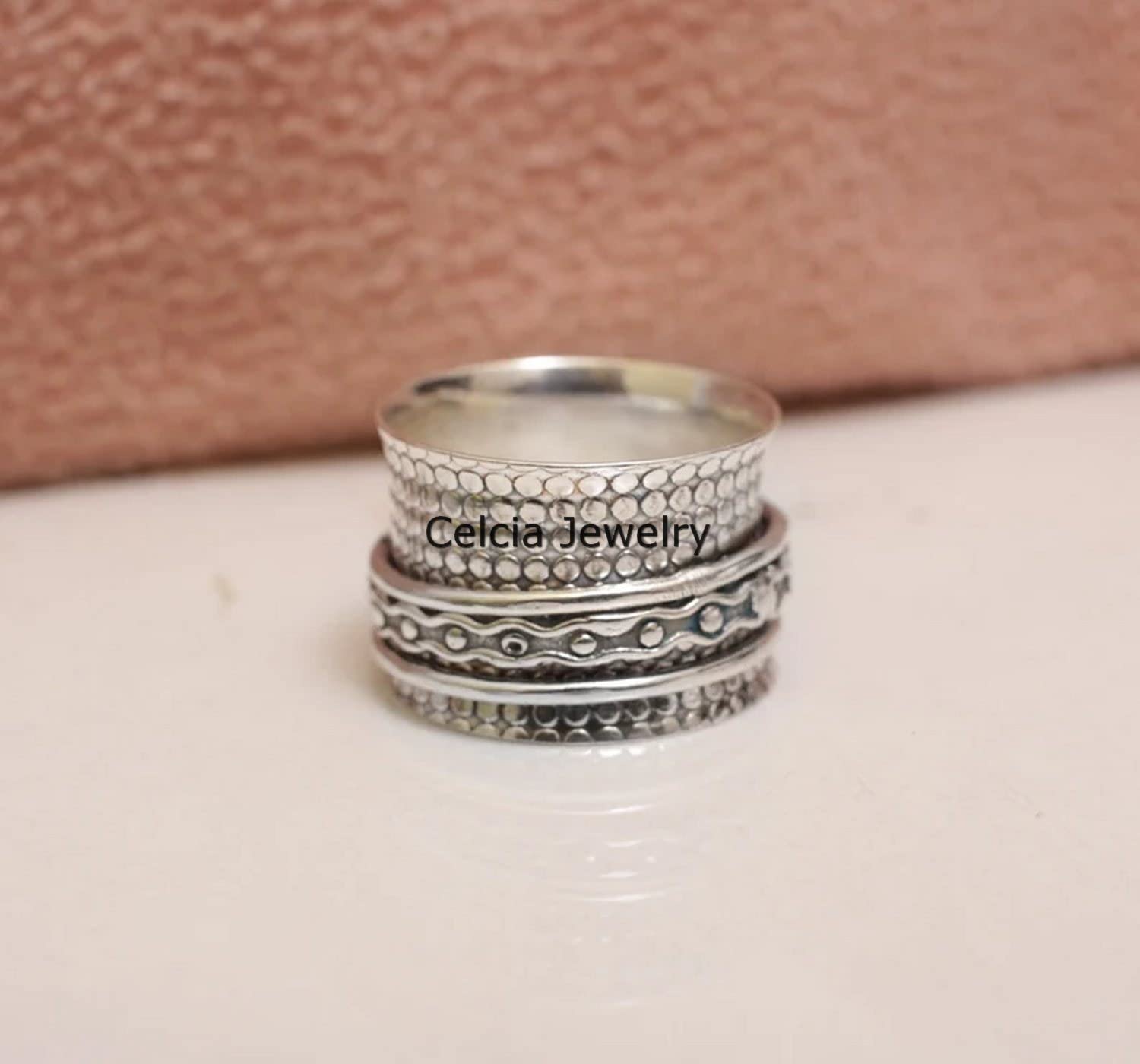 925 Sterling Silver Meditation Spinner Ring - Handmade Worry & Anxiety Relief Fidget Ring for Stress Relief, Size 7 | Perfect for Meditation, Office Focus & Calming Nervous Habits
