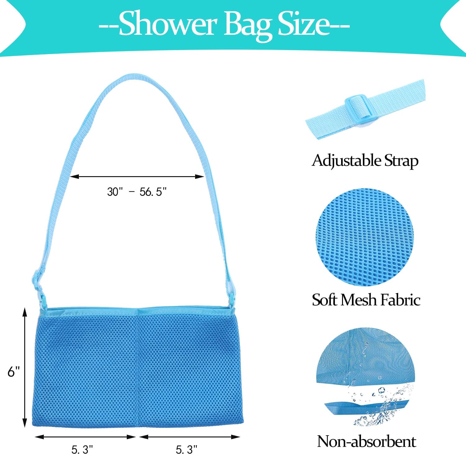 Fanwer Mastectomy Drain Holder - 4 Pack Post-Surgery Drain Pouches with Waterproof Shower Bag, Adjustable & Comfortable for Mastectomy Recovery, Breast Augmentation, Reduction & Tummy Tuck - Ideal for Showering, Sleeping & Daily Activities (Blue)