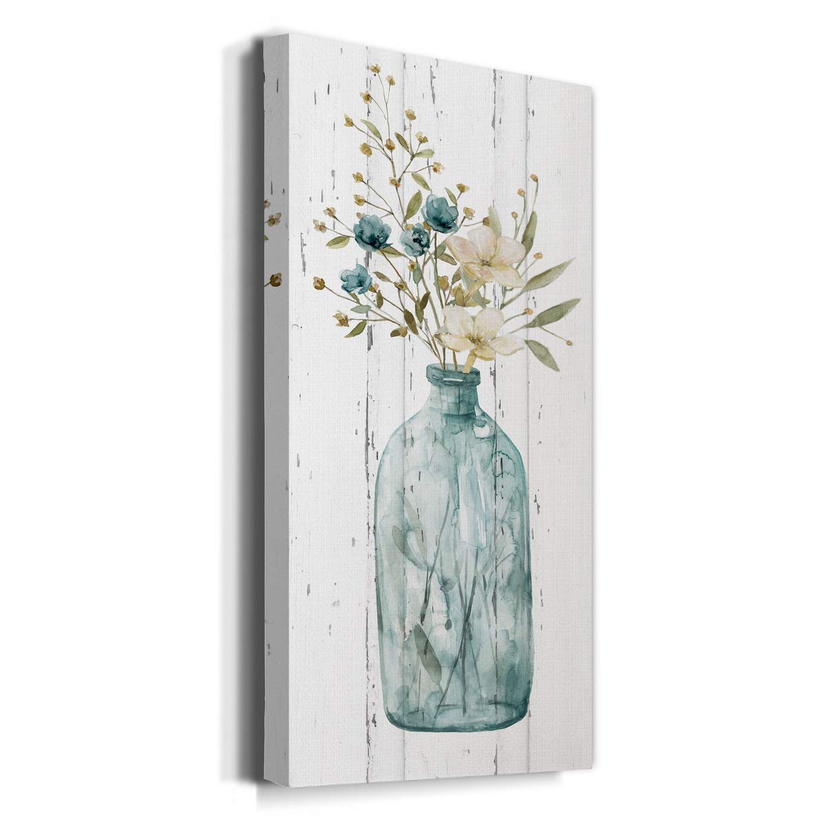 Blue and White Floral Vase Canvas Wall Art - 12