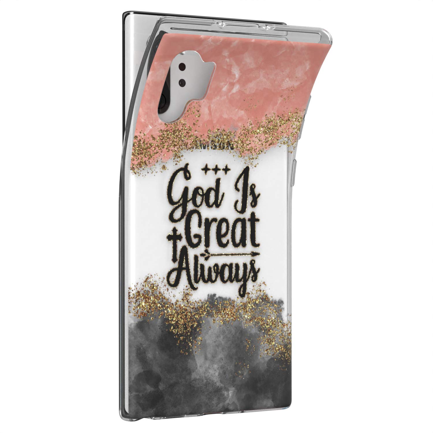 God is Great Bible Verse Phone Case for Samsung Galaxy S24/S23 Ultra/S22 5G Plus/S21 FE/S20/S10 - Slim Christian Inspirational Quote Cover, Flexible Silicone TPU, Lightweight Abstract Design - Perfect for Daily Protection & Faith Expression