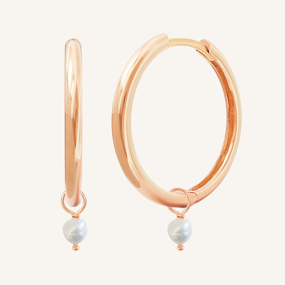 Pearl Plain Hoops Earrings - Natural Stone Jewelry for Women | Perfect for Everyday Wear, Office & Special Occasions