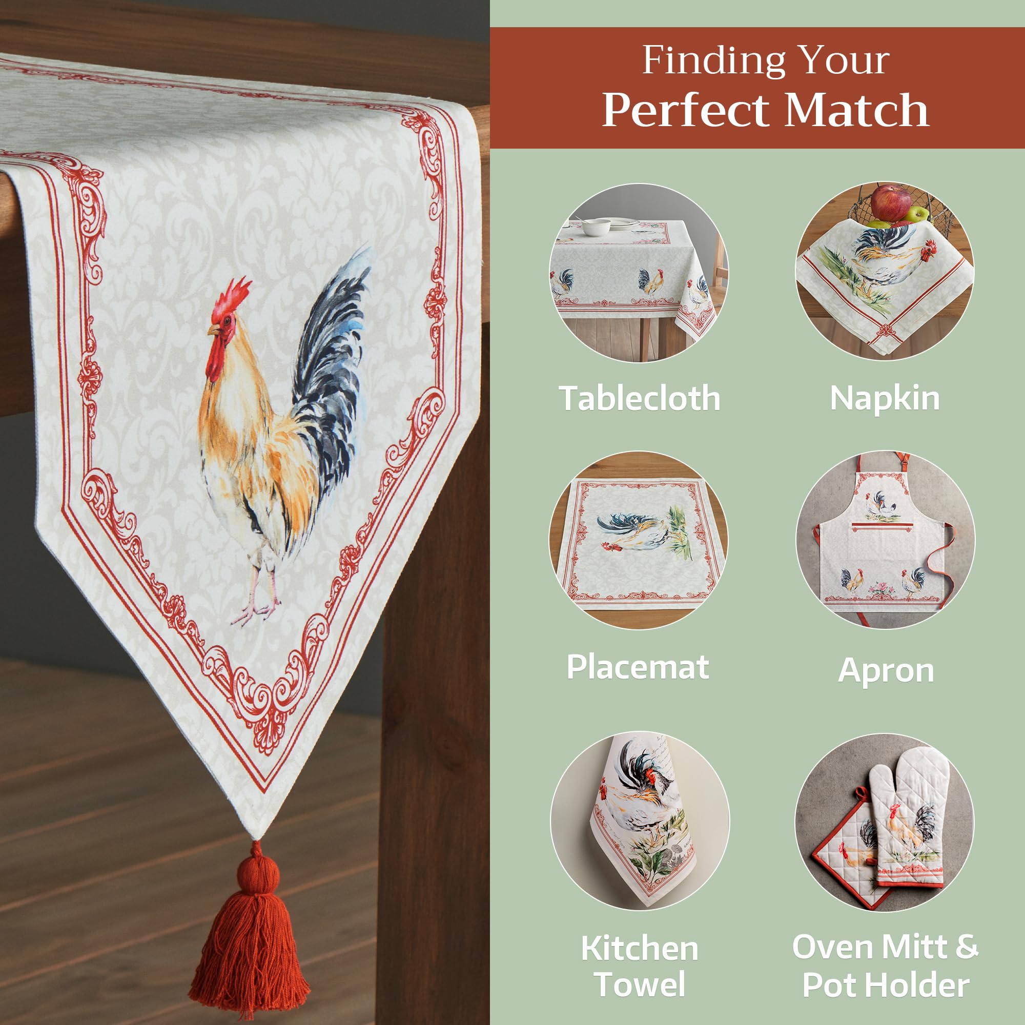 Maison d'Hermine 100% Cotton Double Layer Easter Table Runner - 108 Inch Long Farmhouse Style Dining Decor for Spring, Summer, Kitchen, Party & Camping (Campagne, 14.5x108 in) - Perfect for Easter Celebrations, Picnics and Outdoor Dining