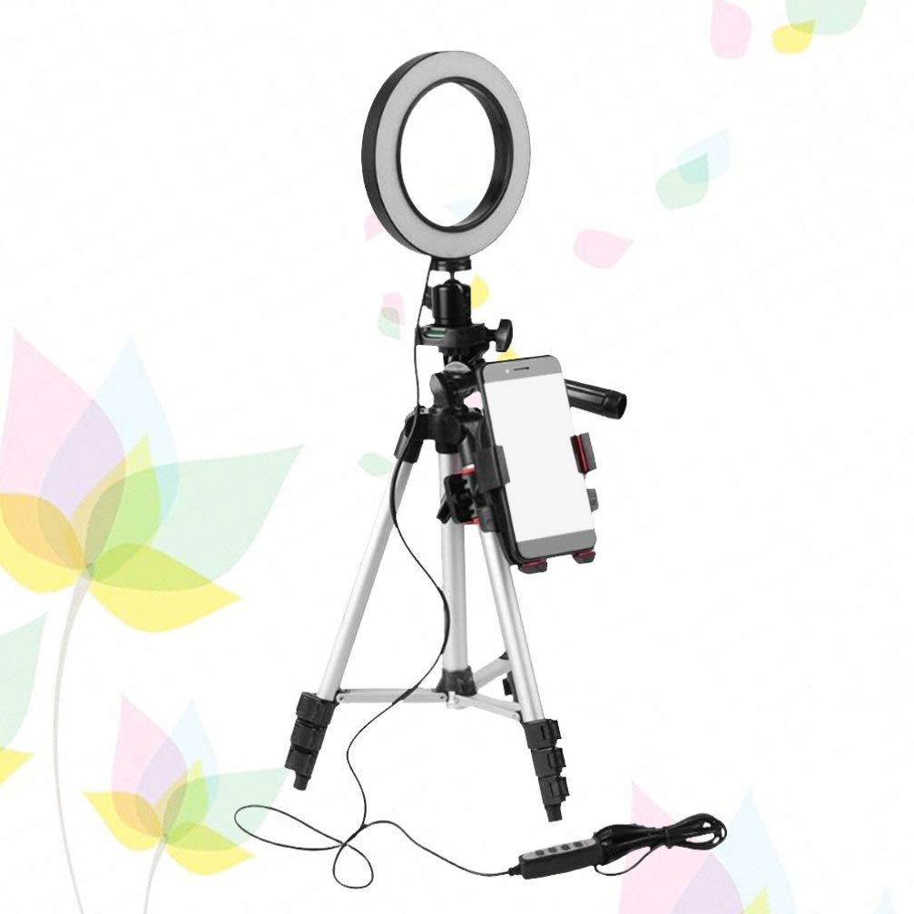 Hemobllo Live Stream Phone Holder with LED Ring Light - Adjustable Tripod Stand for Makeup, Selfie, and Video Calls - Perfect for TikTok, YouTube & Instagram Content Creation