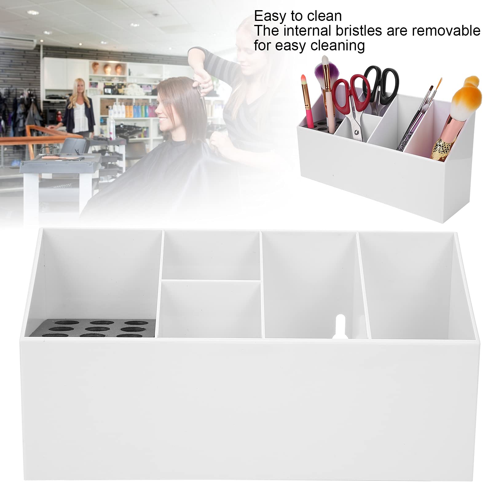Professional Salon Scissors Organizer Rack - Hairdressing Tool Storage Box for Combs, Hair Clips & Scissors - White - Perfect for Hair Stylist Office & Home Salon Organization