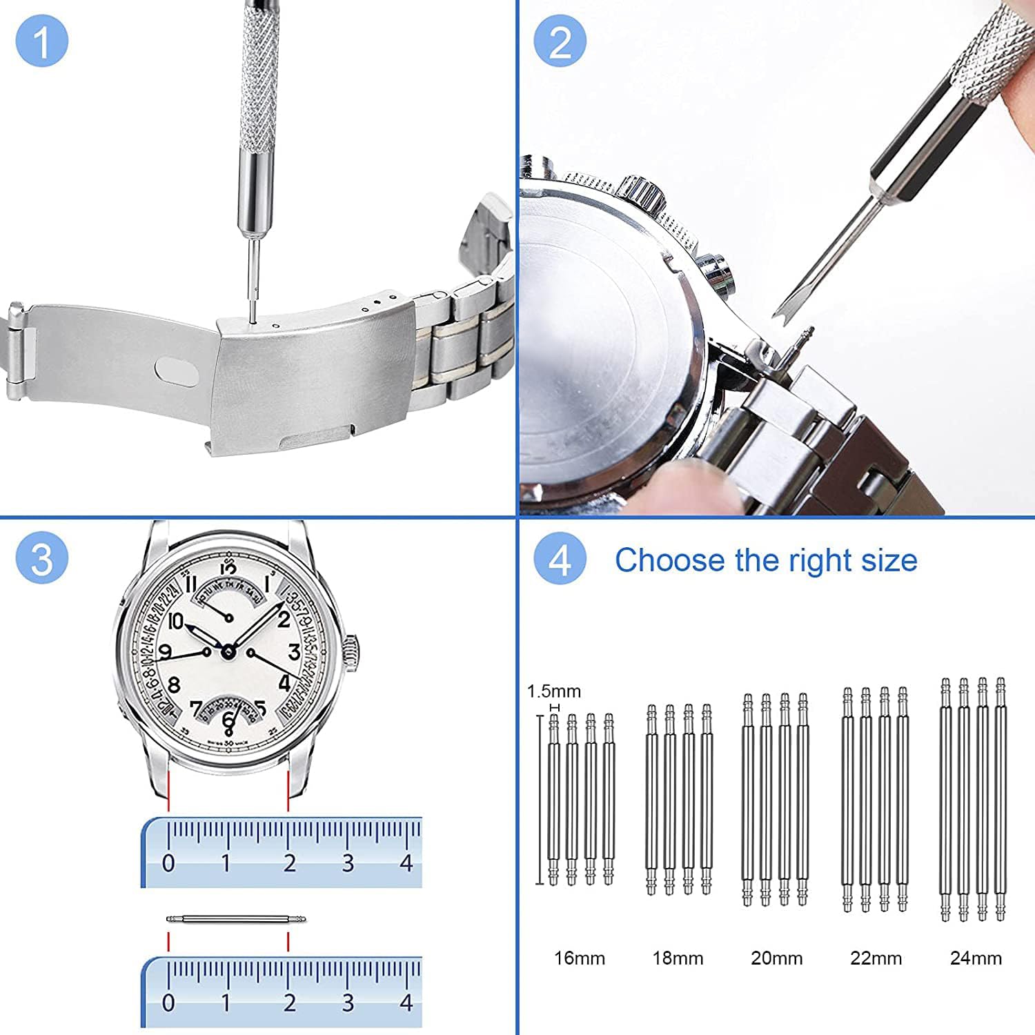 JOREST Professional Watch Battery Replacement Kit - Watch Repair Screwdriver Set with Spring Bar Tool, Case Opener & Back Remover - Essential Watch Band Replacement Tools for DIY Watch Repair at Home or Jewelry Shop