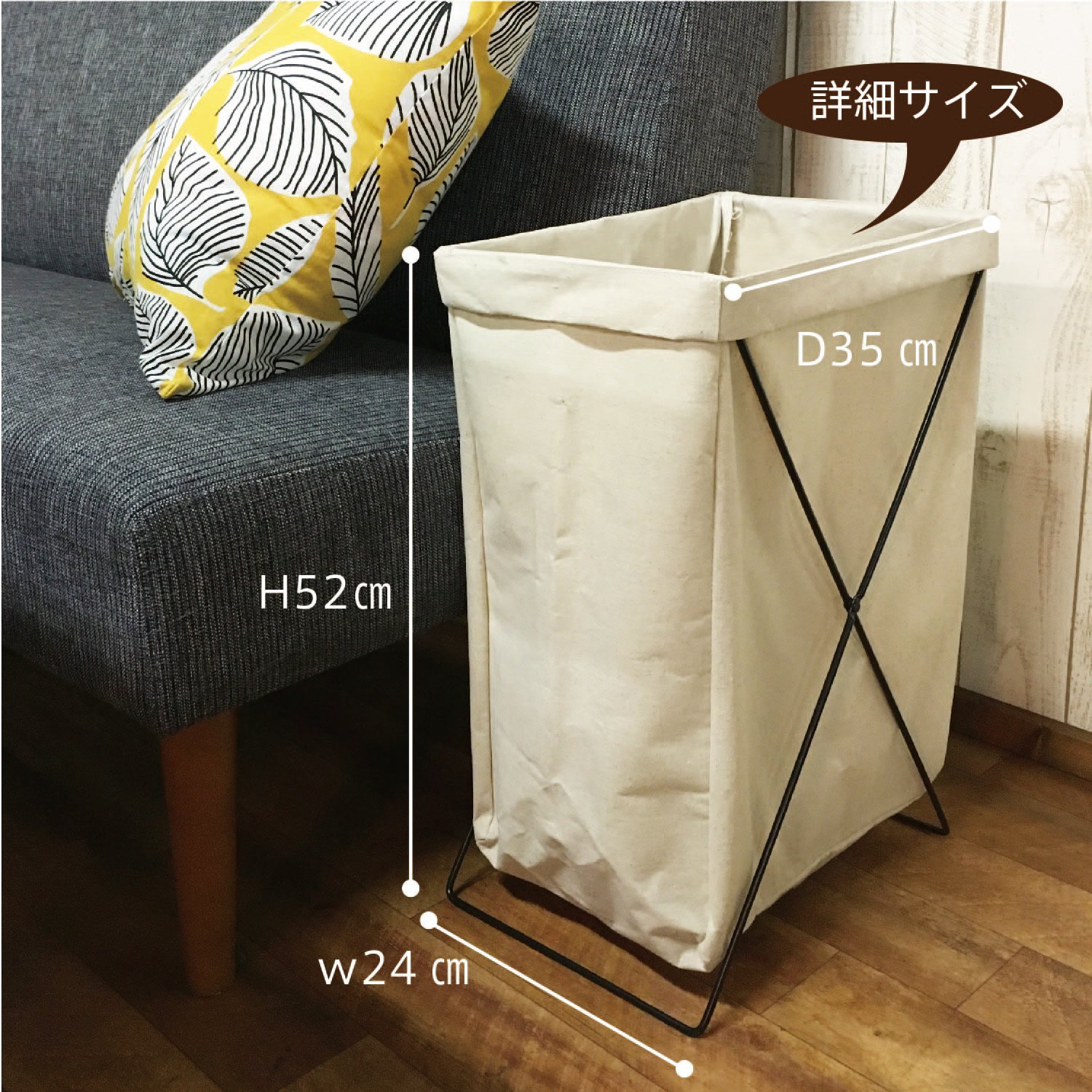 Fuji Boeki Foldable Laundry Basket - 30L Slim Storage Hamper (14.6x10.6x23.6 inches) - Space-Saving Gray Laundry Bin for Home, Camping & Toy Storage | Perfect for Small Spaces, Dorm Rooms & RV Travel
