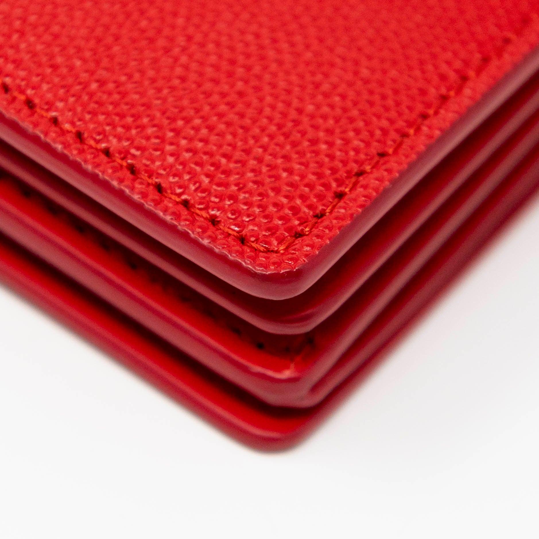 Burberry Red Leather Card Holder with Chain - Stylish & Compact Wallet for Women - Perfect for Parties, Travel & Everyday Use