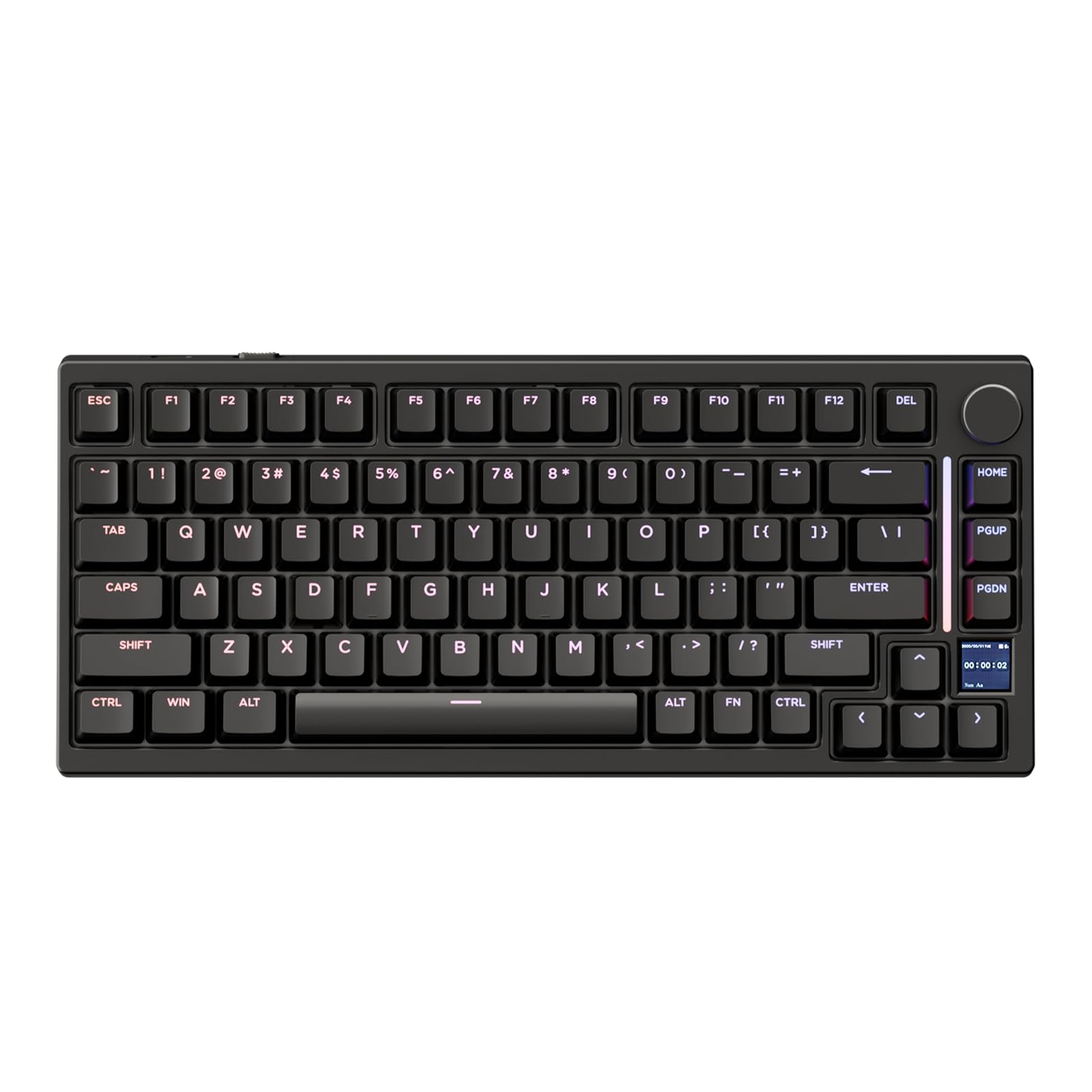 GK GAMAKAY TK75HE V2 Wired Mechanical Gaming Keyboard - 75% Layout, Hall Effect Magnetic Switches, 8KHz Polling Rate, 0.01mm Rapid Trigger, RGB Backlit, TFT Screen (Black, Magnetic Mercury) | Perfect for Competitive FPS Gaming, Esports & Typing Enthusiasts