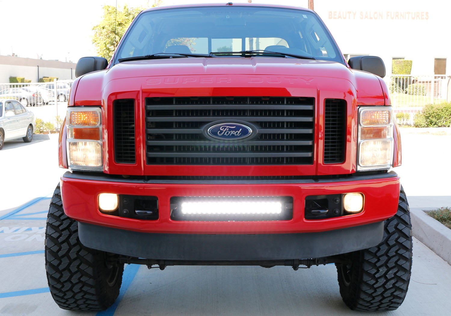 120W 20 LED Light Bar with Bumper Mount Bracket & Wiring Kit - Compatible with 2008-2010 Ford F250 F350 Super Duty Trucks - Perfect for Off-Roading, Night Driving, and Work Site Lighting