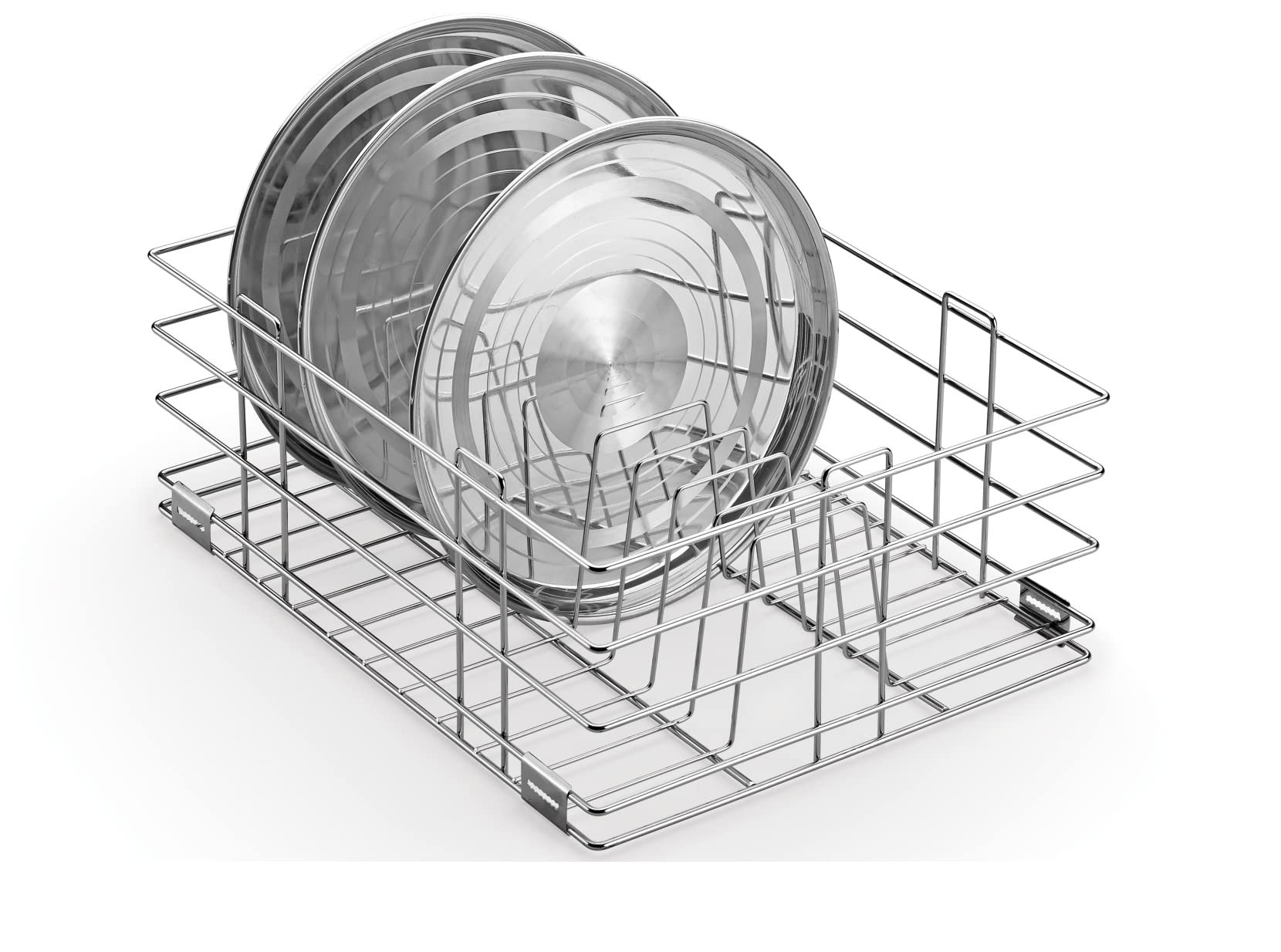 Premium Stainless Steel Kitchen Basket Organizer - Modular Kitchen Plate/Thali Storage for Trolley, Drawer & Cabinet - Utensil Organizer (15x20x8 Inches) - Perfect for Indian Cooking & Spice Storage
