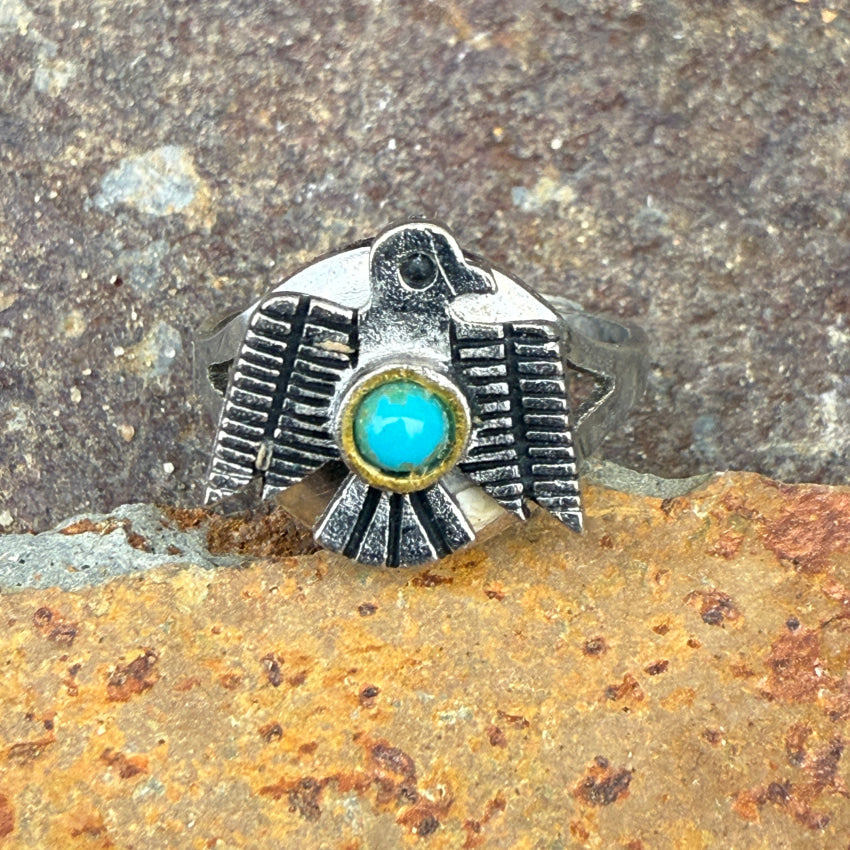 Vintage Thunderbird Ring - Adjustable Silver Costume Jewelry for Men & Women - Perfect for Halloween, Cosplay, and Native American Themed Outfits