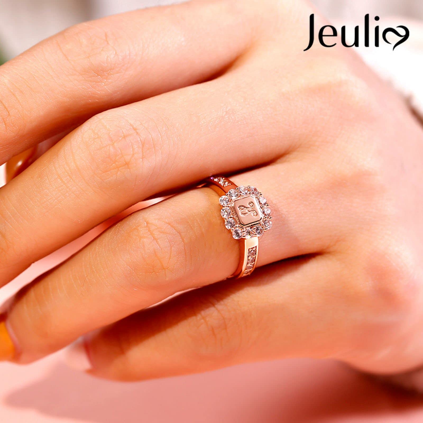Jeulia Diamond Personalized Custom Rings for Women - Sterling Silver CZ Monogram Ring Band, Wedding, Engagement, Anniversary, Promise Ring Bridal Set - Perfect for Proposals, Bridal Gifts & Special Occasions