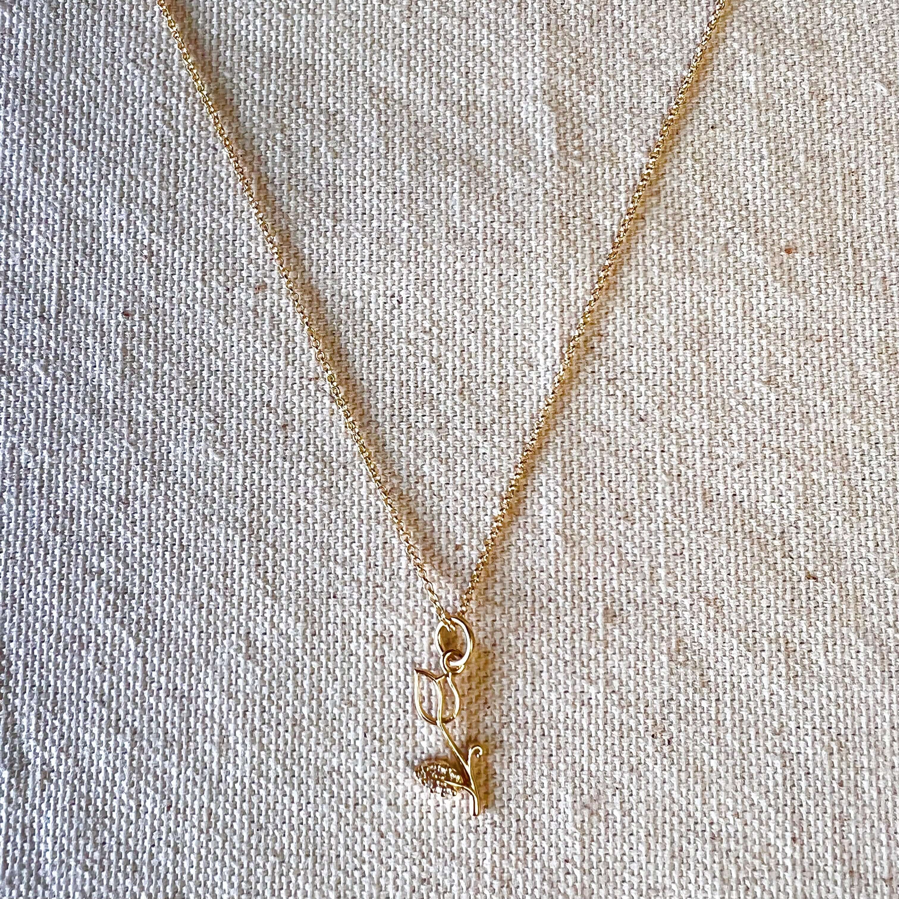 18K Gold Filled Tulip Charm Necklace for Women - Elegant Floral Pendant Jewelry Gift for Her - Perfect for Valentine's Day, Anniversary & Special Occasions
